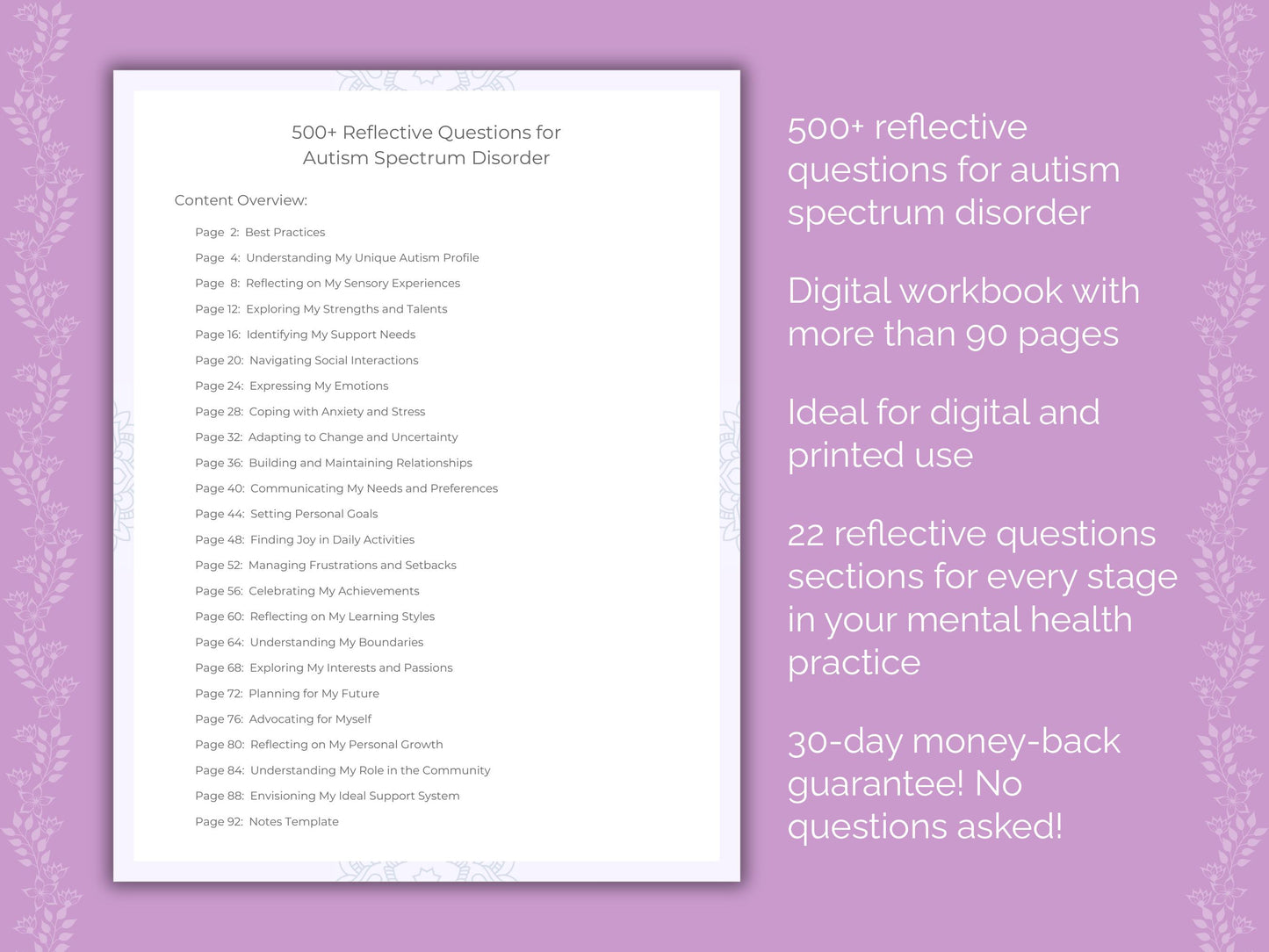 Autism Spectrum Disorder Mental Health Worksheets