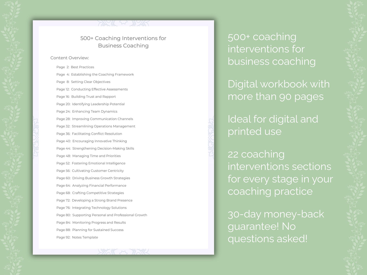 Business Coaching Interventions Worksheets
