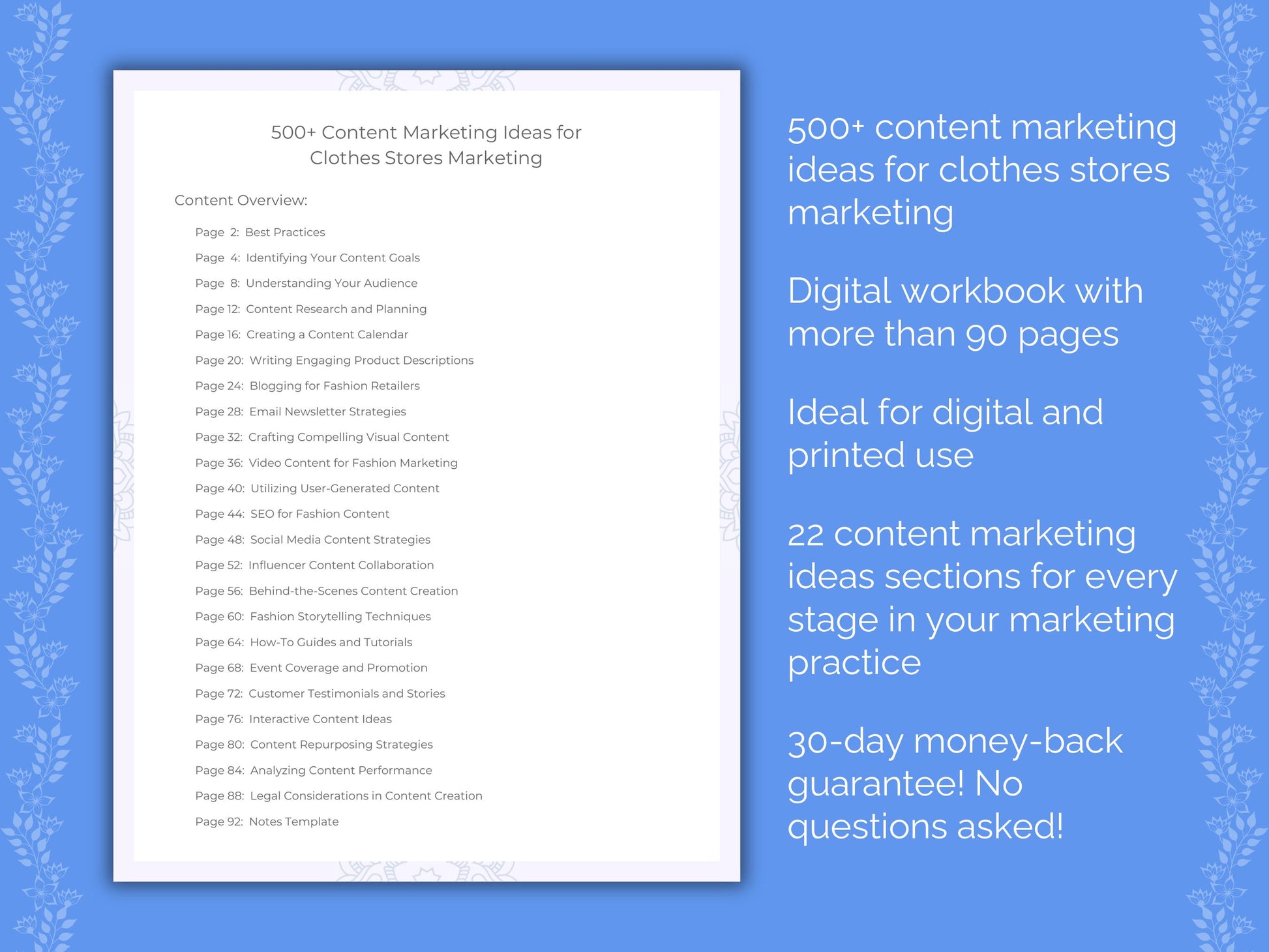 Clothes Stores Marketing Worksheets