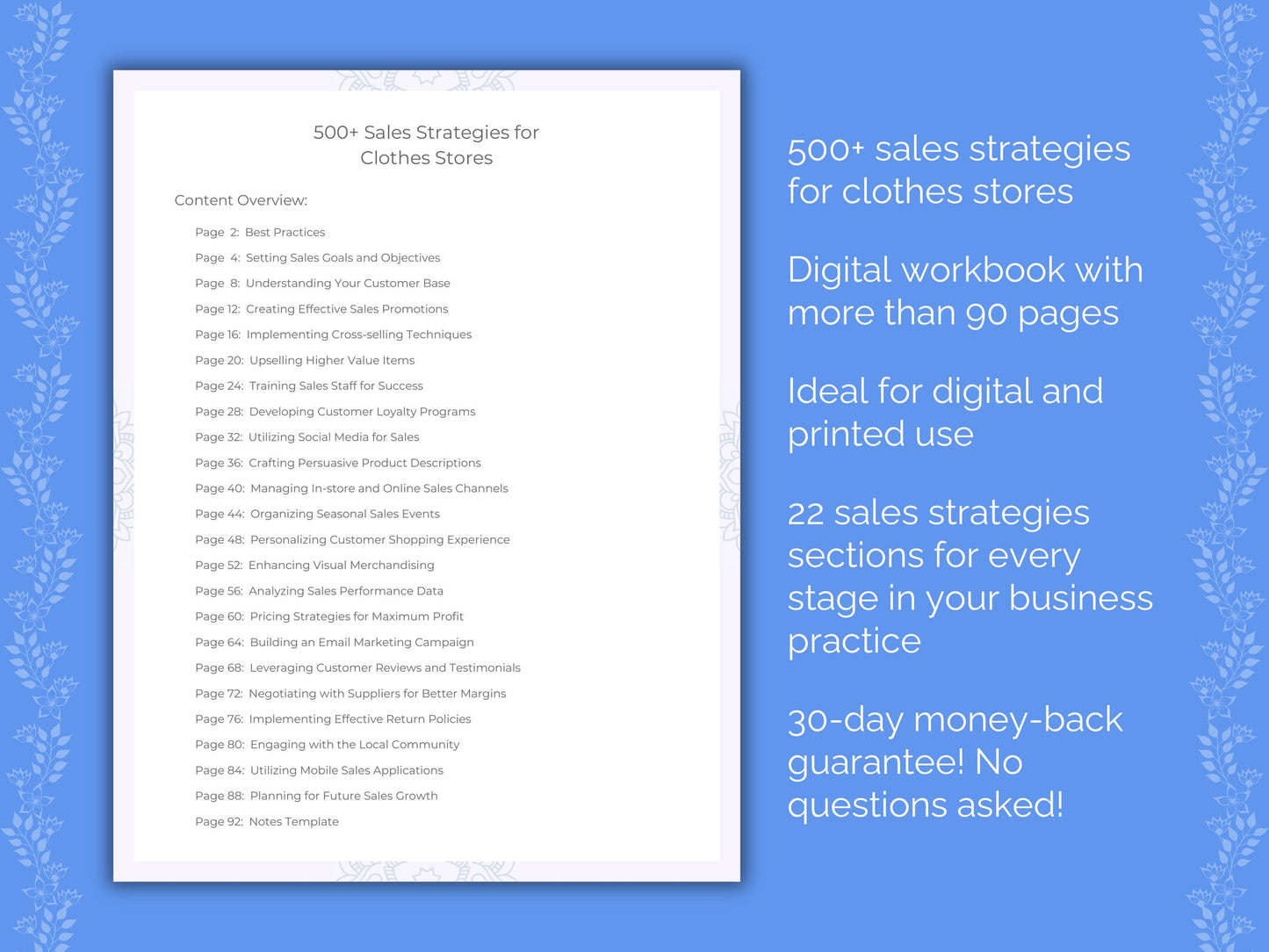 Clothes Stores Business Workbook
