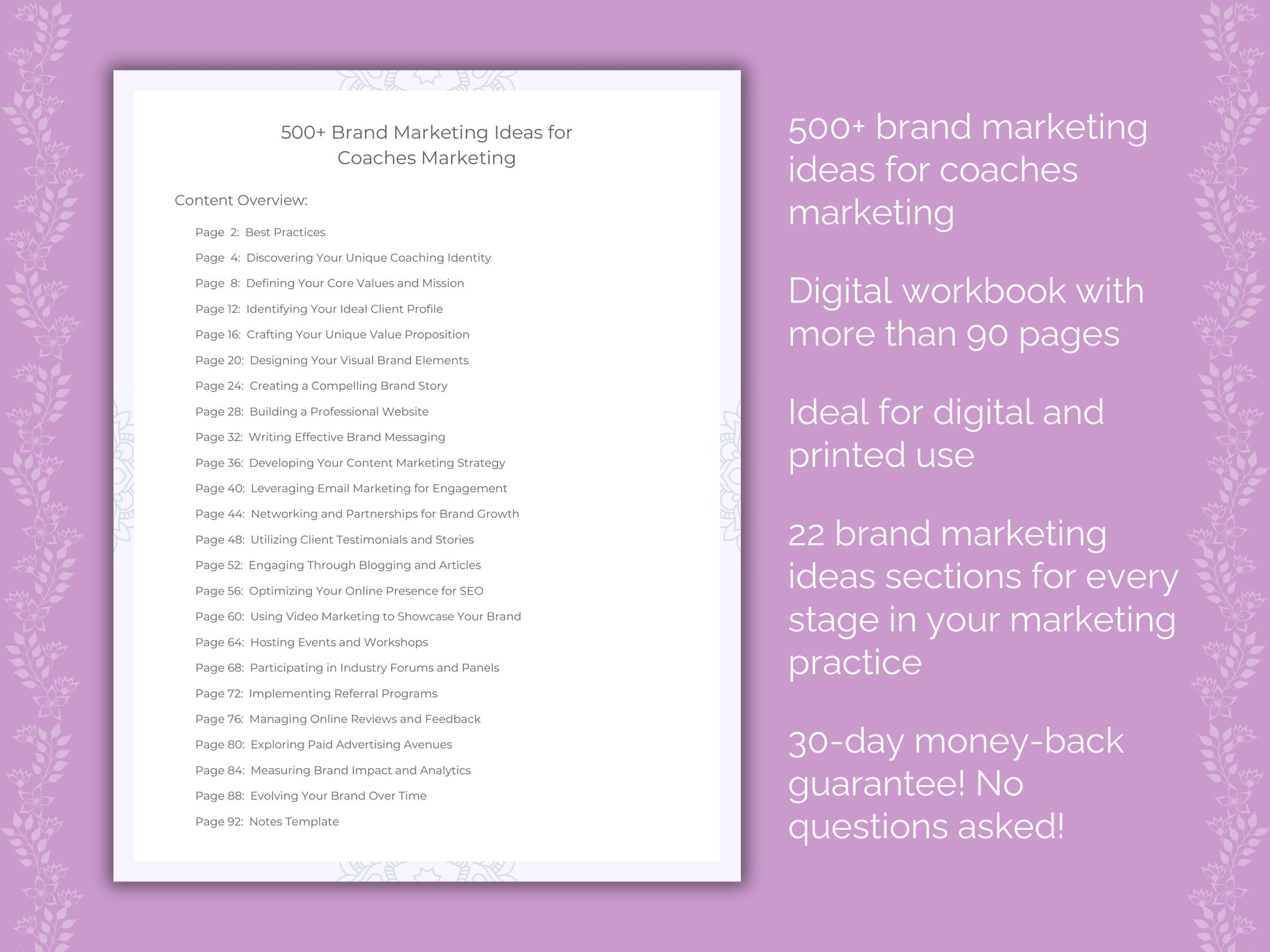 Coaches Marketing Worksheets