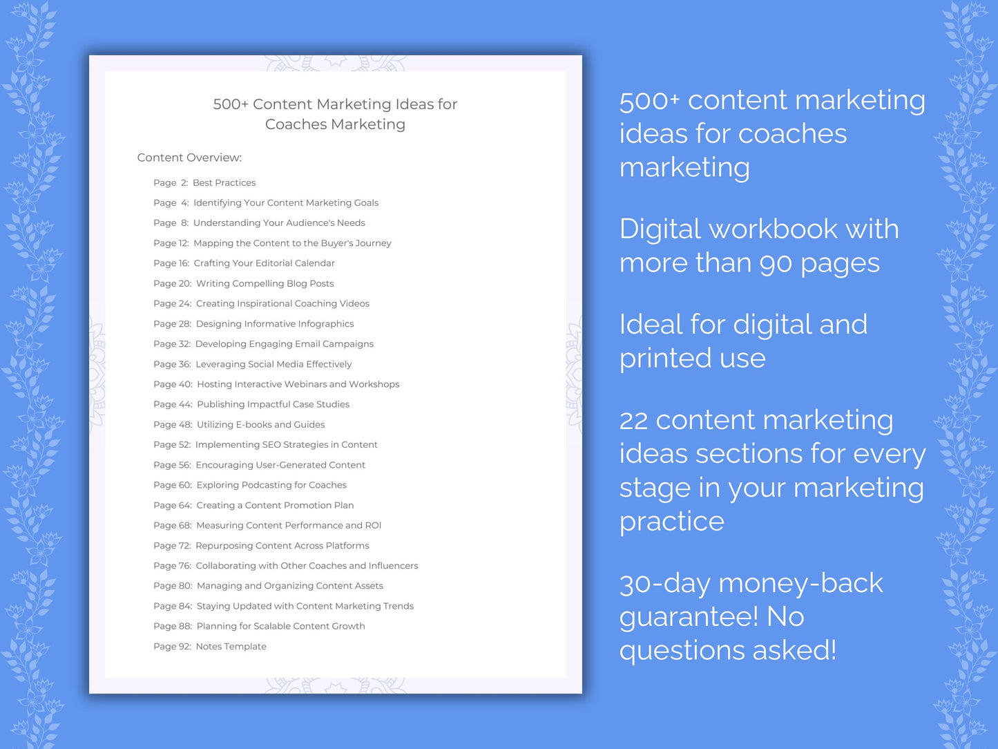 Coaches Content Marketing Ideas Worksheets