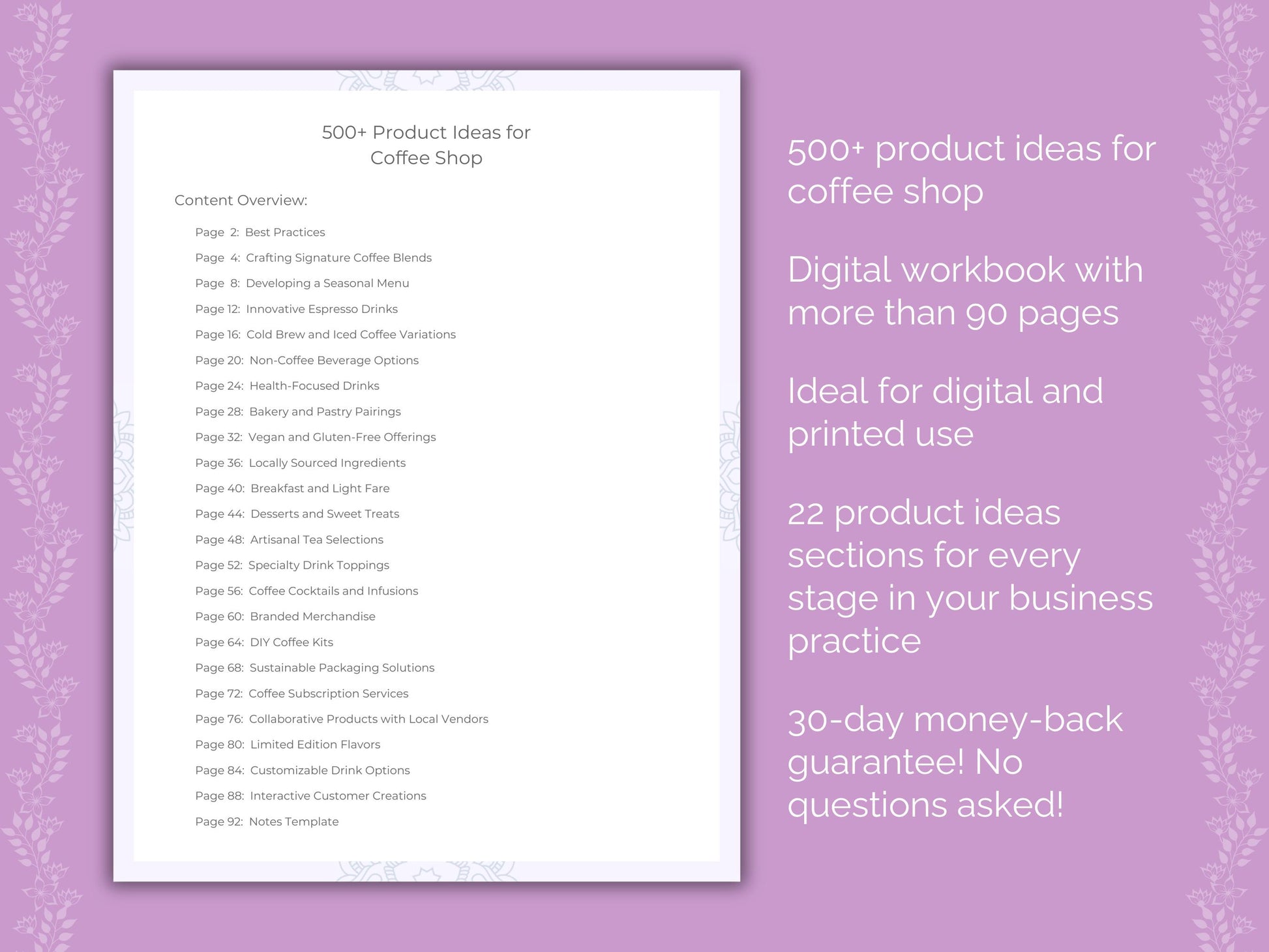 Coffee Shop Business Worksheets