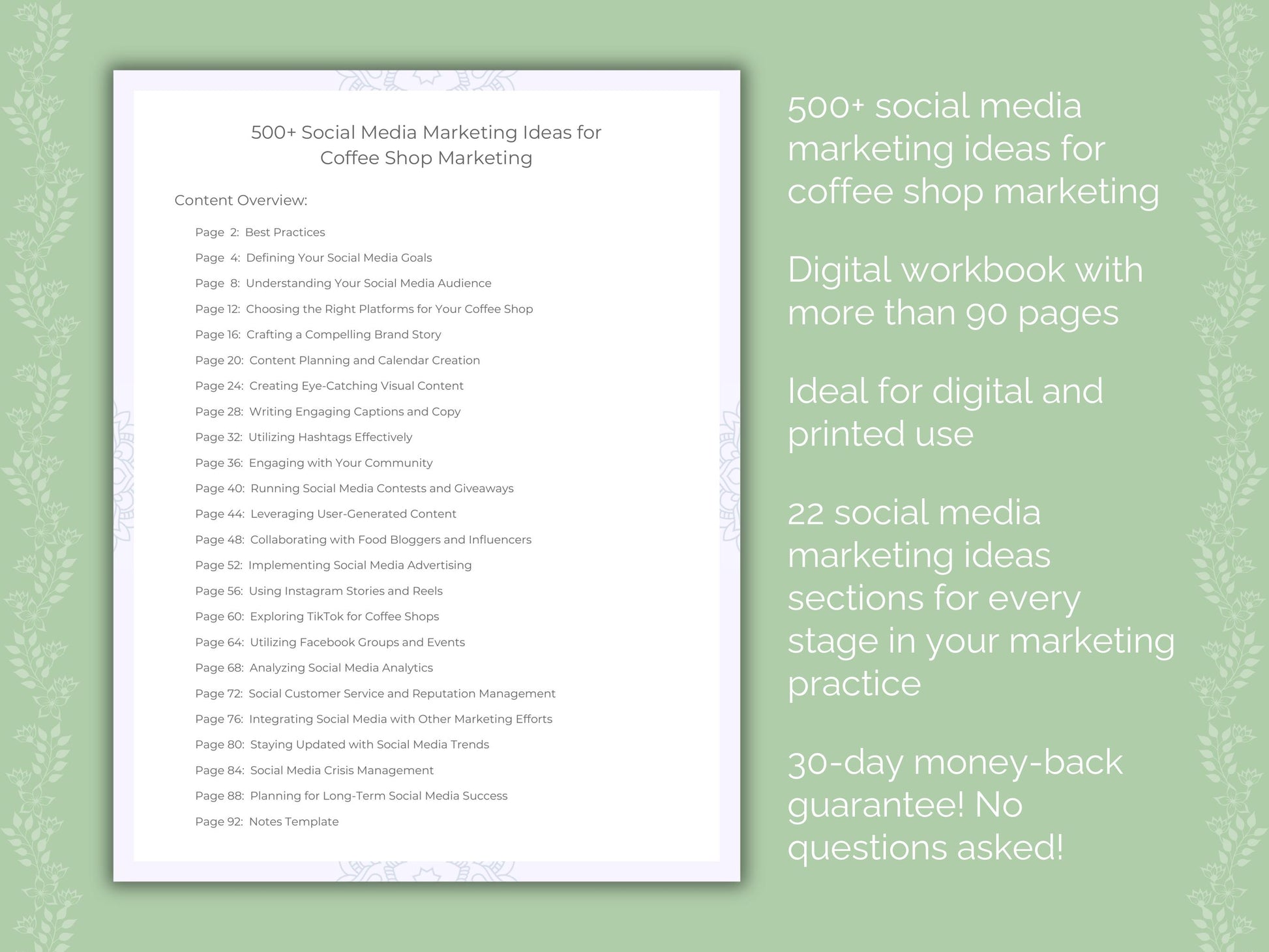 Coffee Shop Social Media Marketing Ideas Worksheets