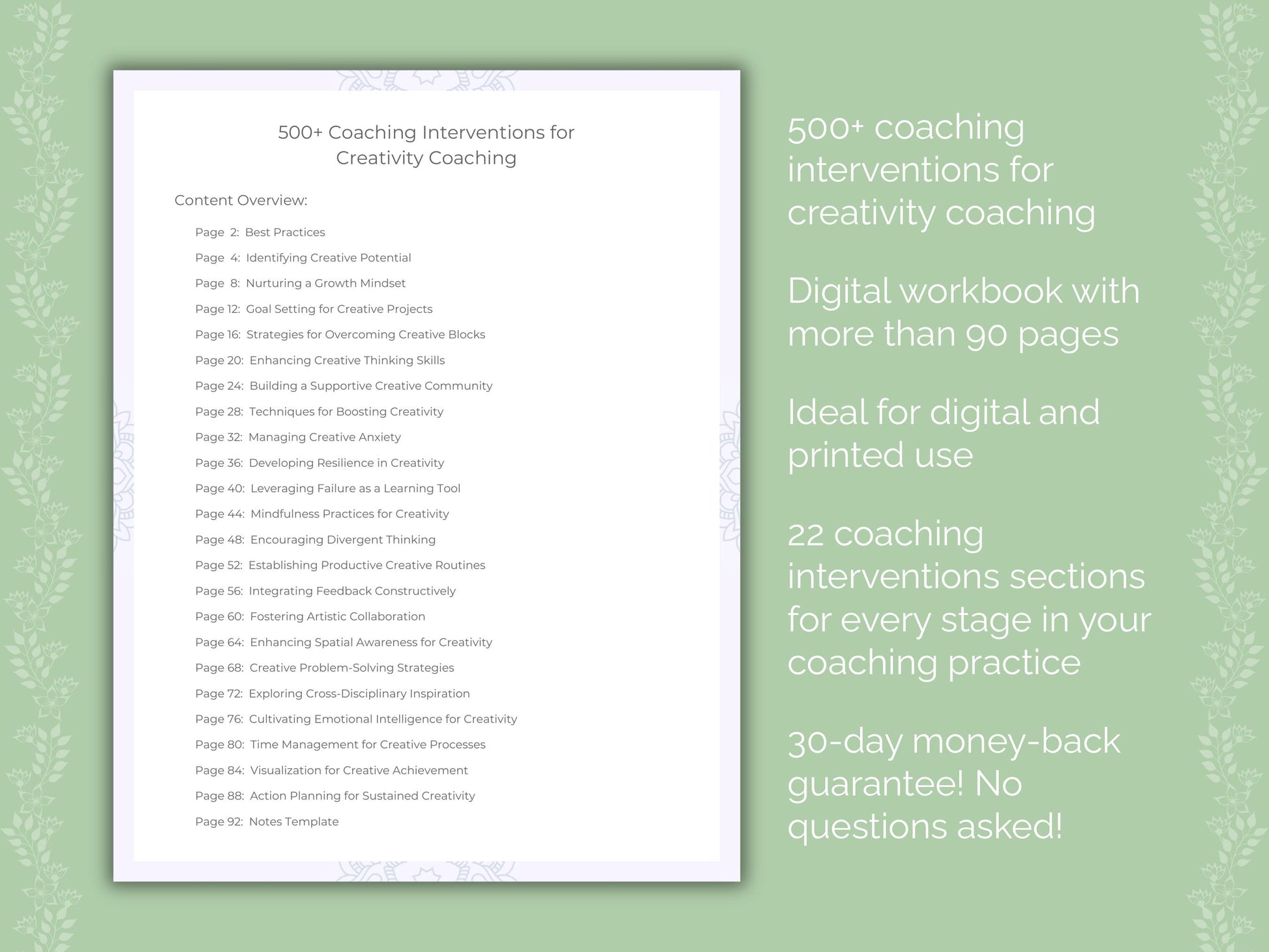 Creativity Coaching Interventions Worksheets
