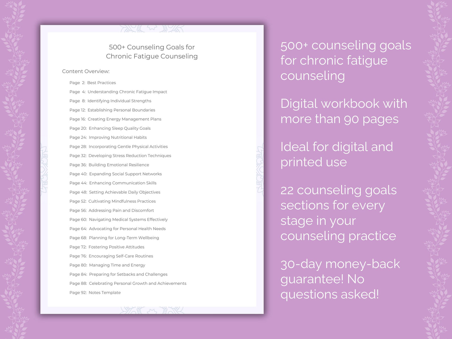 Chronic Fatigue Counseling Worksheets