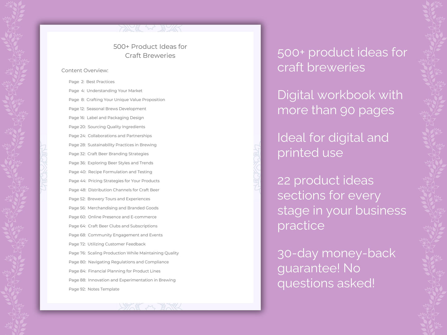 Craft Breweries Product Ideas Workbook