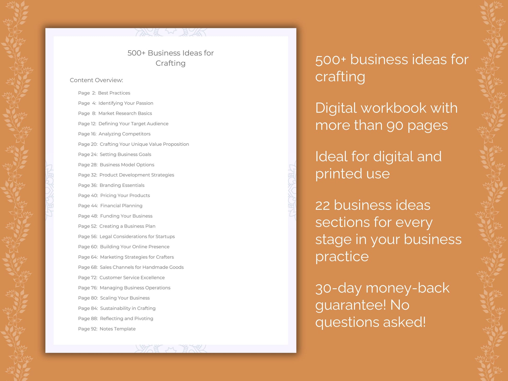 Crafting Business Ideas Worksheets