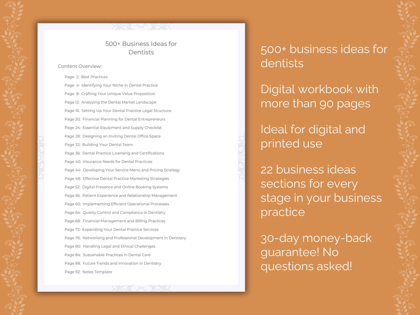 Dentists Business Ideas Worksheets