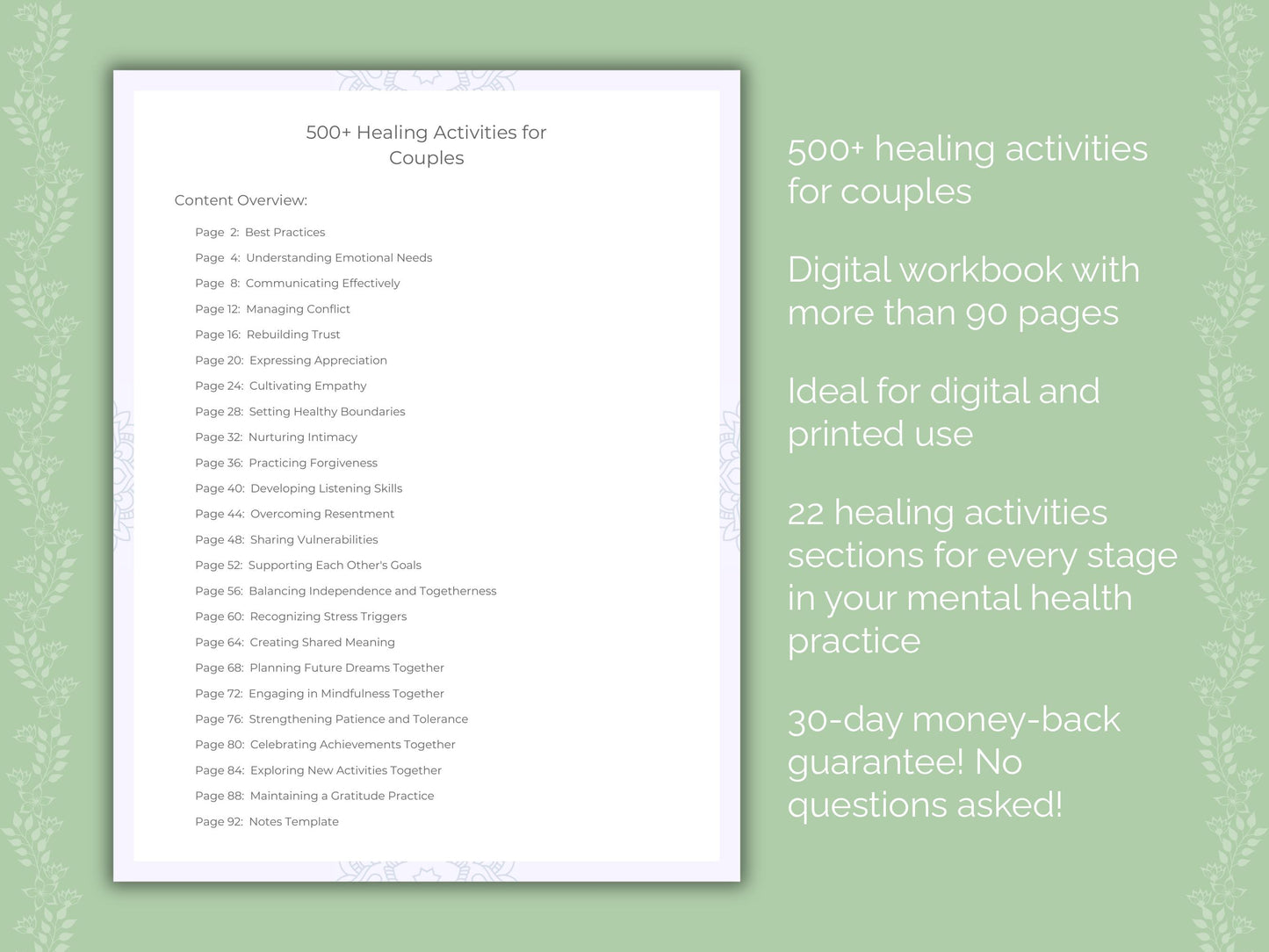 Couples Healing Activities Workbook