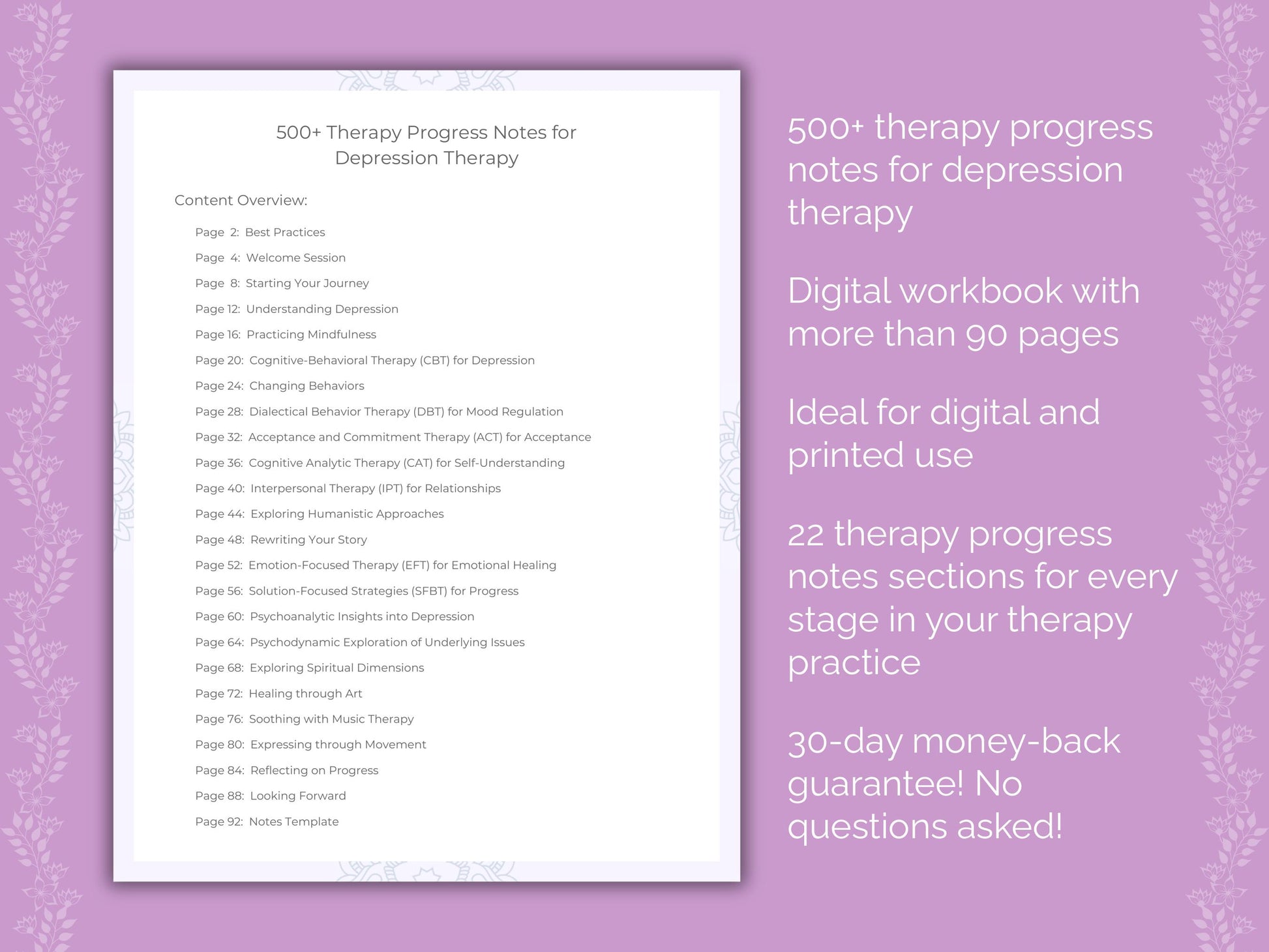 Depression Therapy Worksheets
