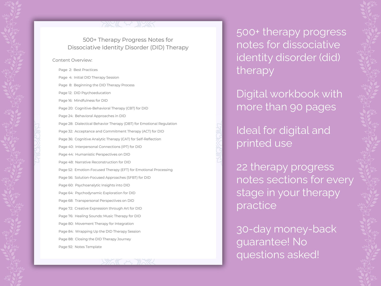 Dissociative Identity Disorder (DID) Therapy Progress Notes