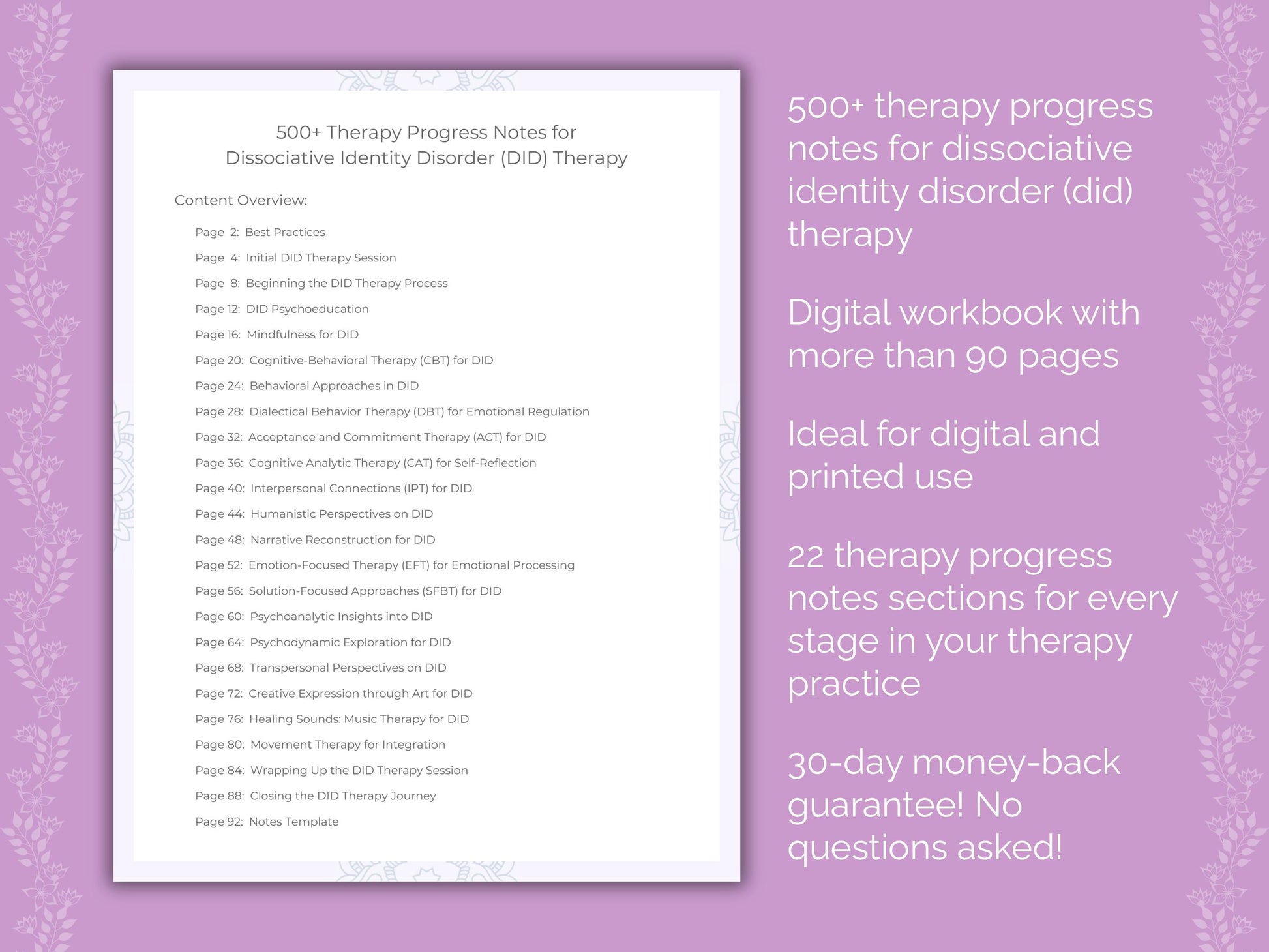Dissociative Identity Disorder (DID) Therapy Progress Notes