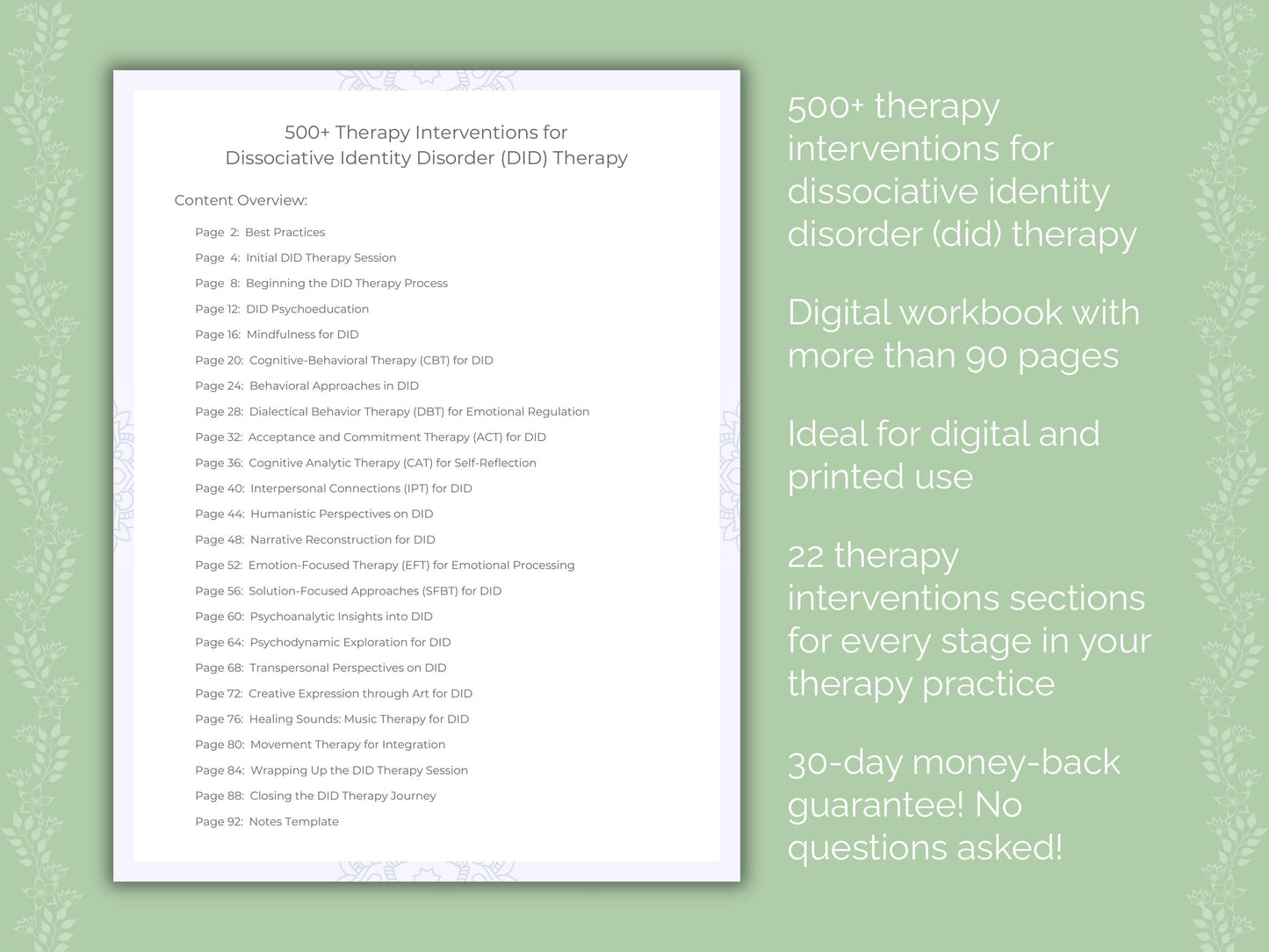 Dissociative Identity Disorder (DID) Therapy Interventions Resource