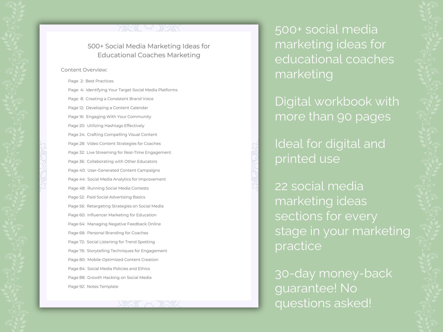 Educational Coaches Social Media Marketing Ideas Workbook