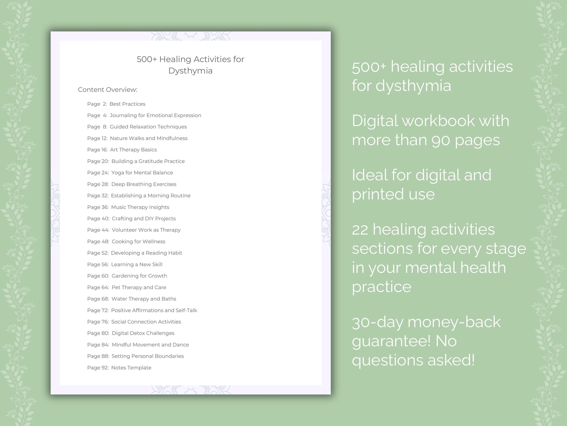 Dysthymia Healing Activities