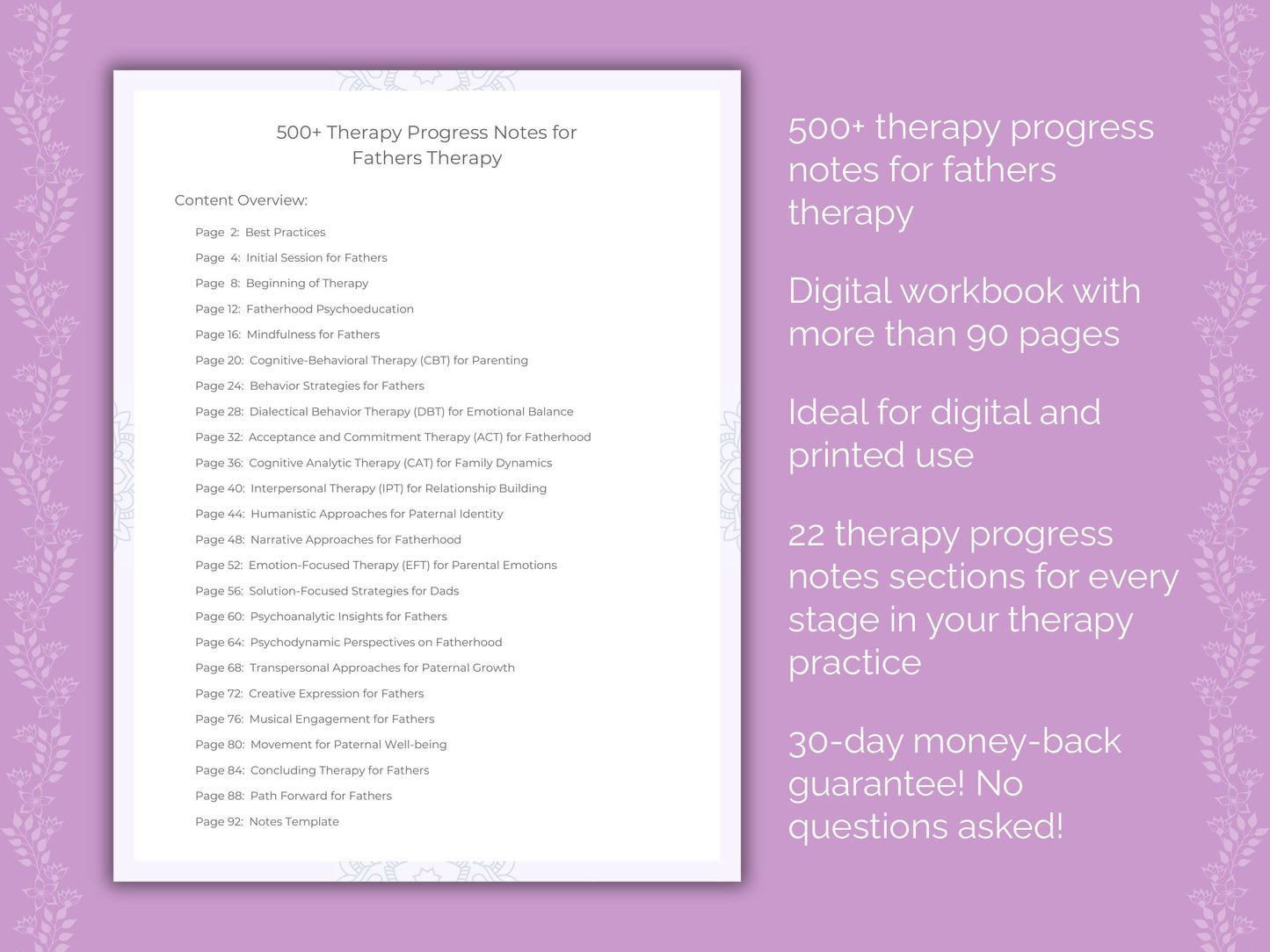 Fathers Therapy Progress Notes Worksheets