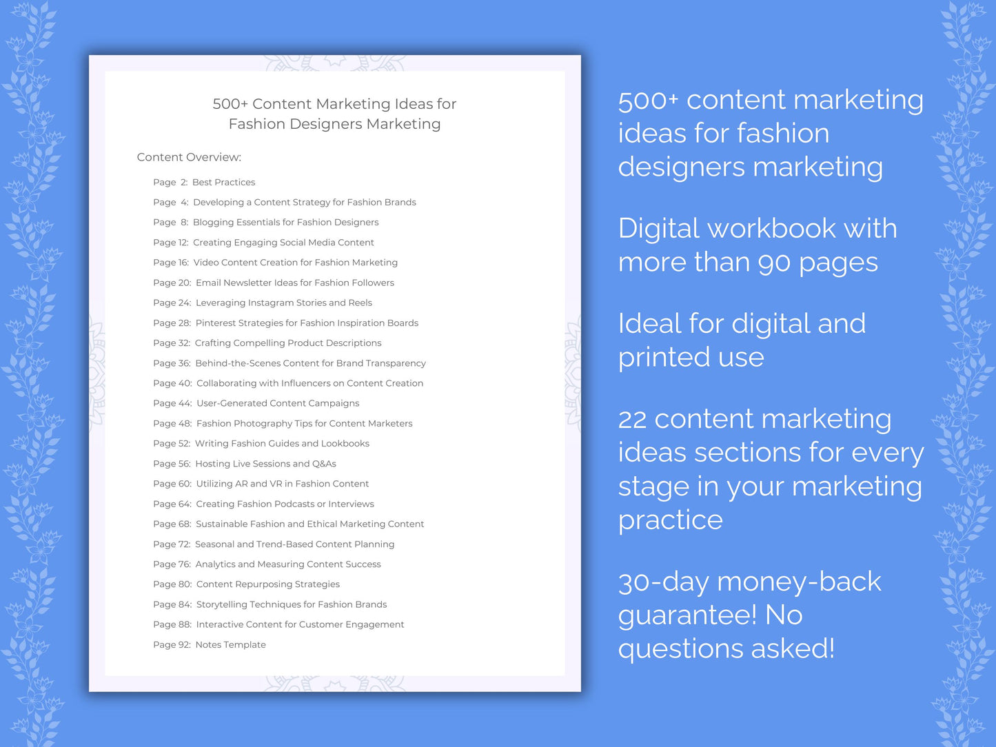 Fashion Designers Content Marketing Ideas Worksheets