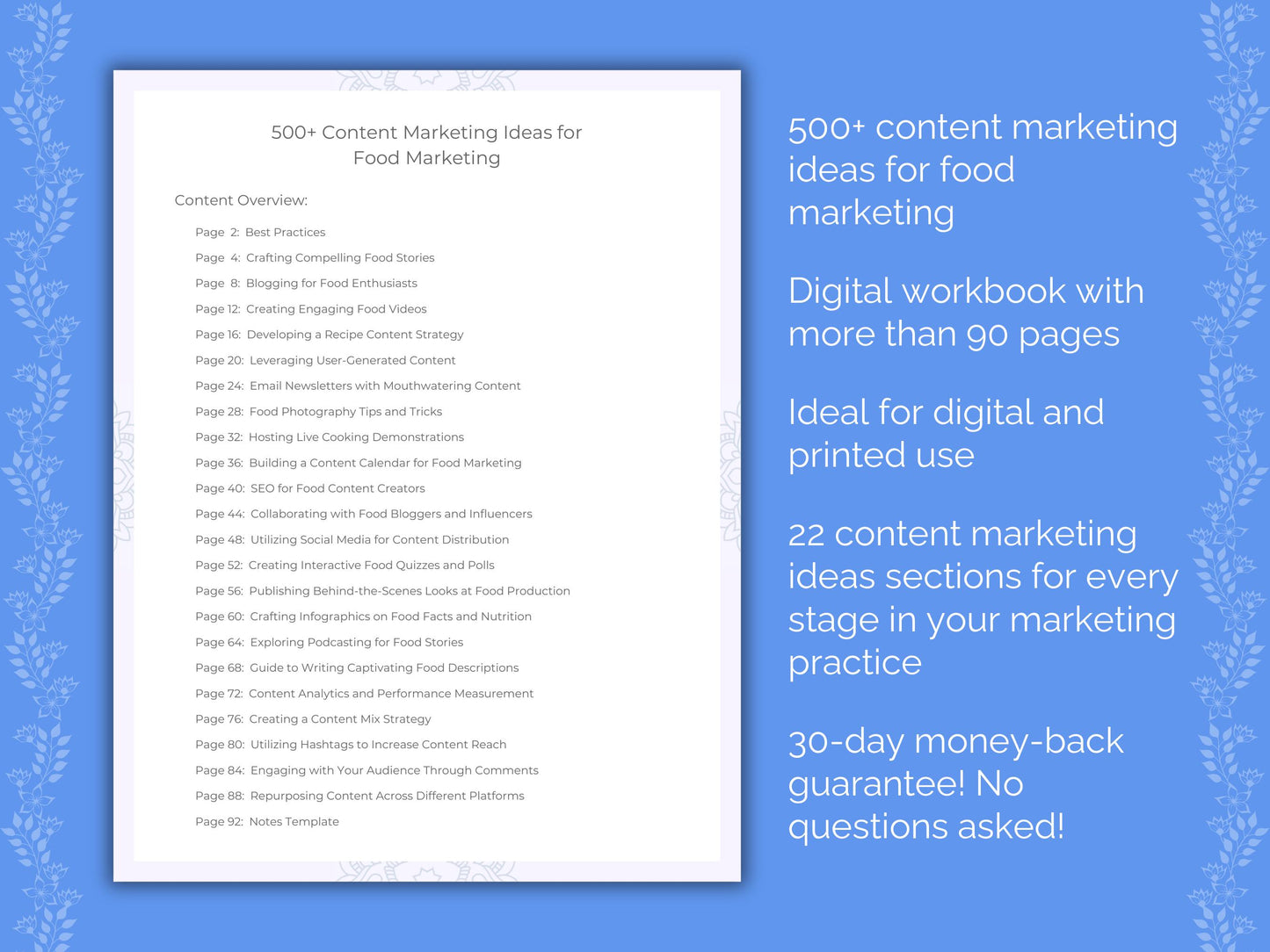Food Content Marketing Ideas Workbook