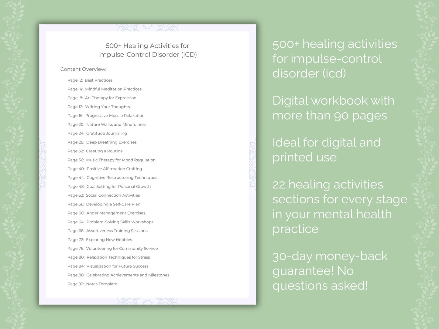 Impulse-Control Disorder (ICD) Healing Activities Workbook