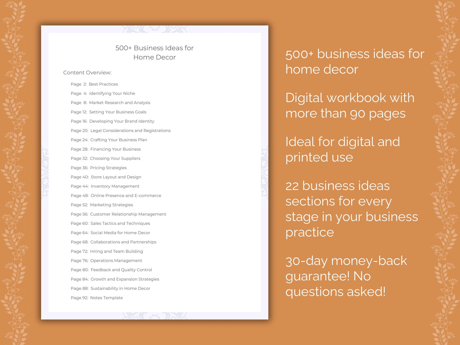 Home Decor Business Ideas Worksheets