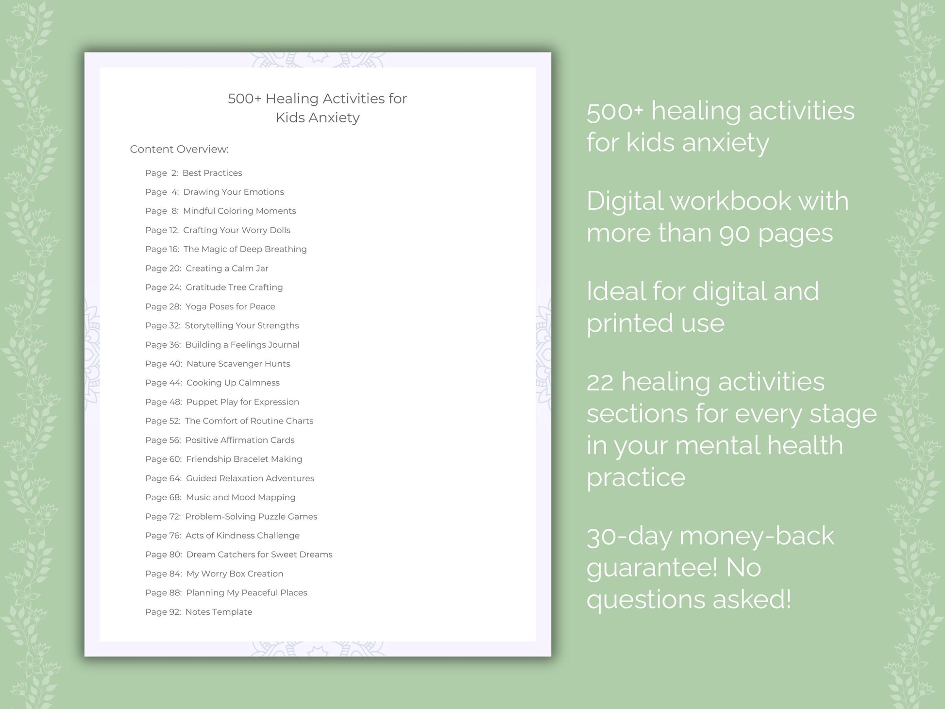 Kids Anxiety Healing Activities Resource