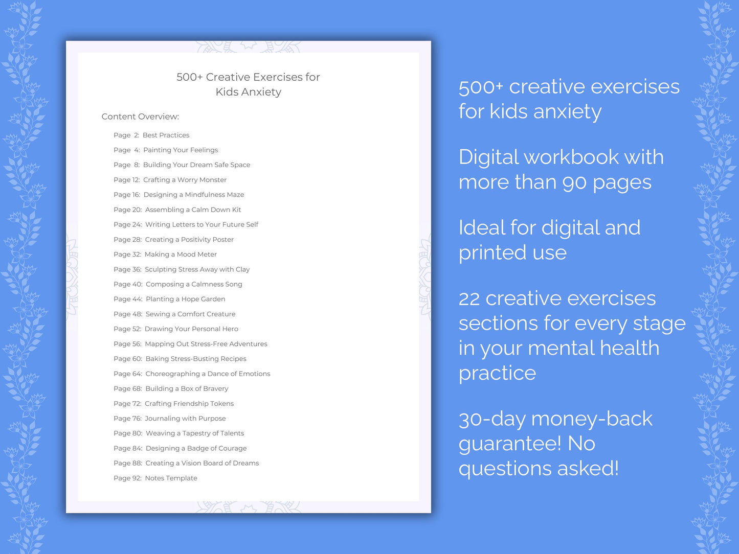 Kids Anxiety Mental Health Worksheets