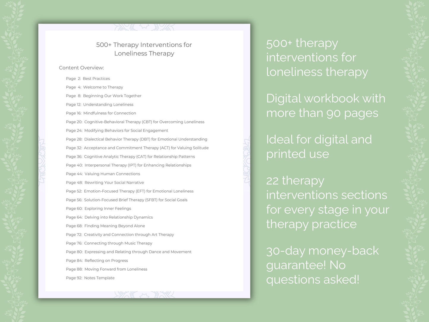 Loneliness Therapy Interventions Worksheets
