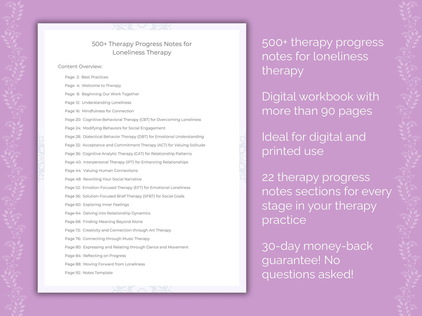 Loneliness Therapy Progress Notes Resource