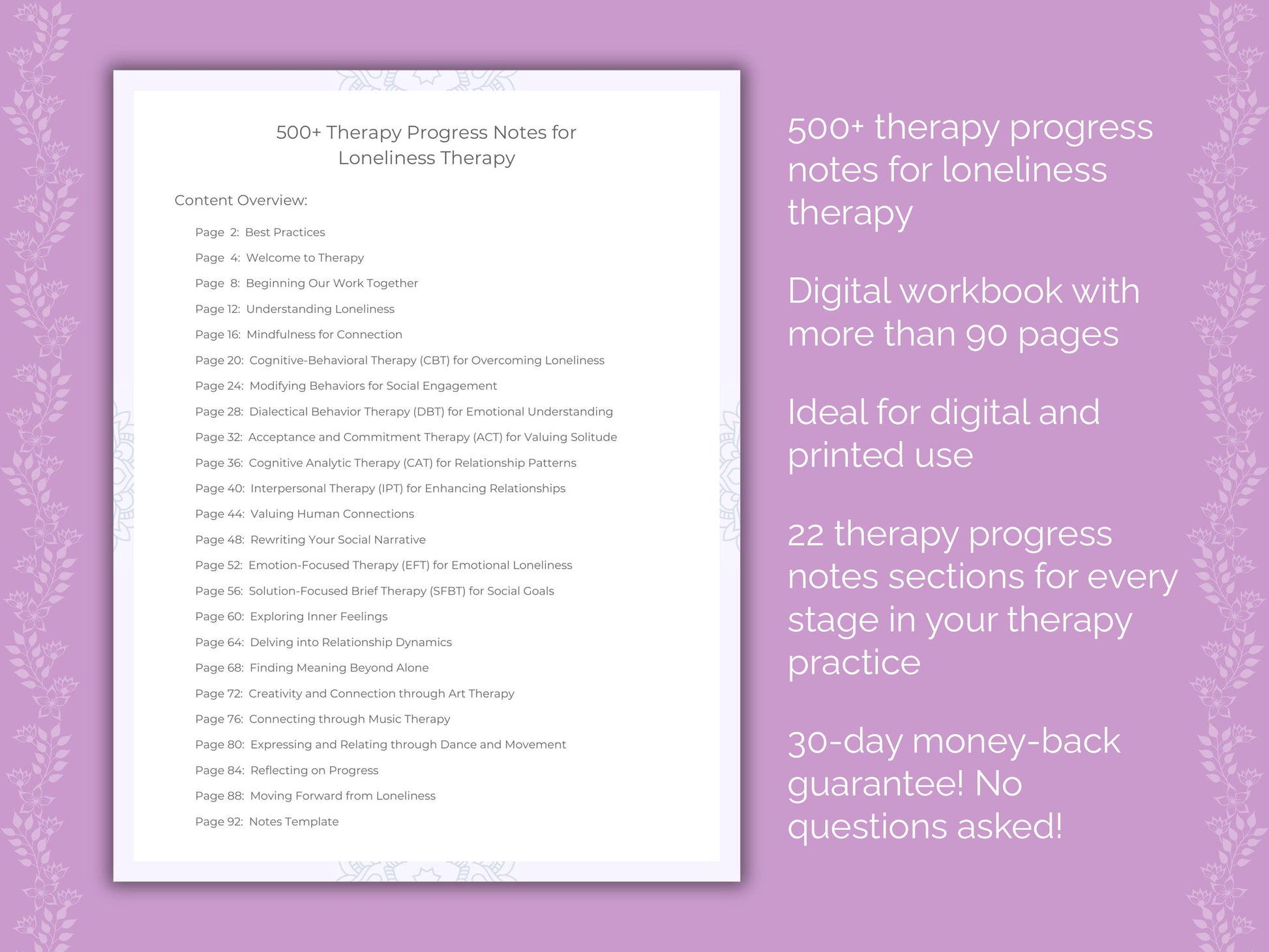 Loneliness Therapy Progress Notes Resource