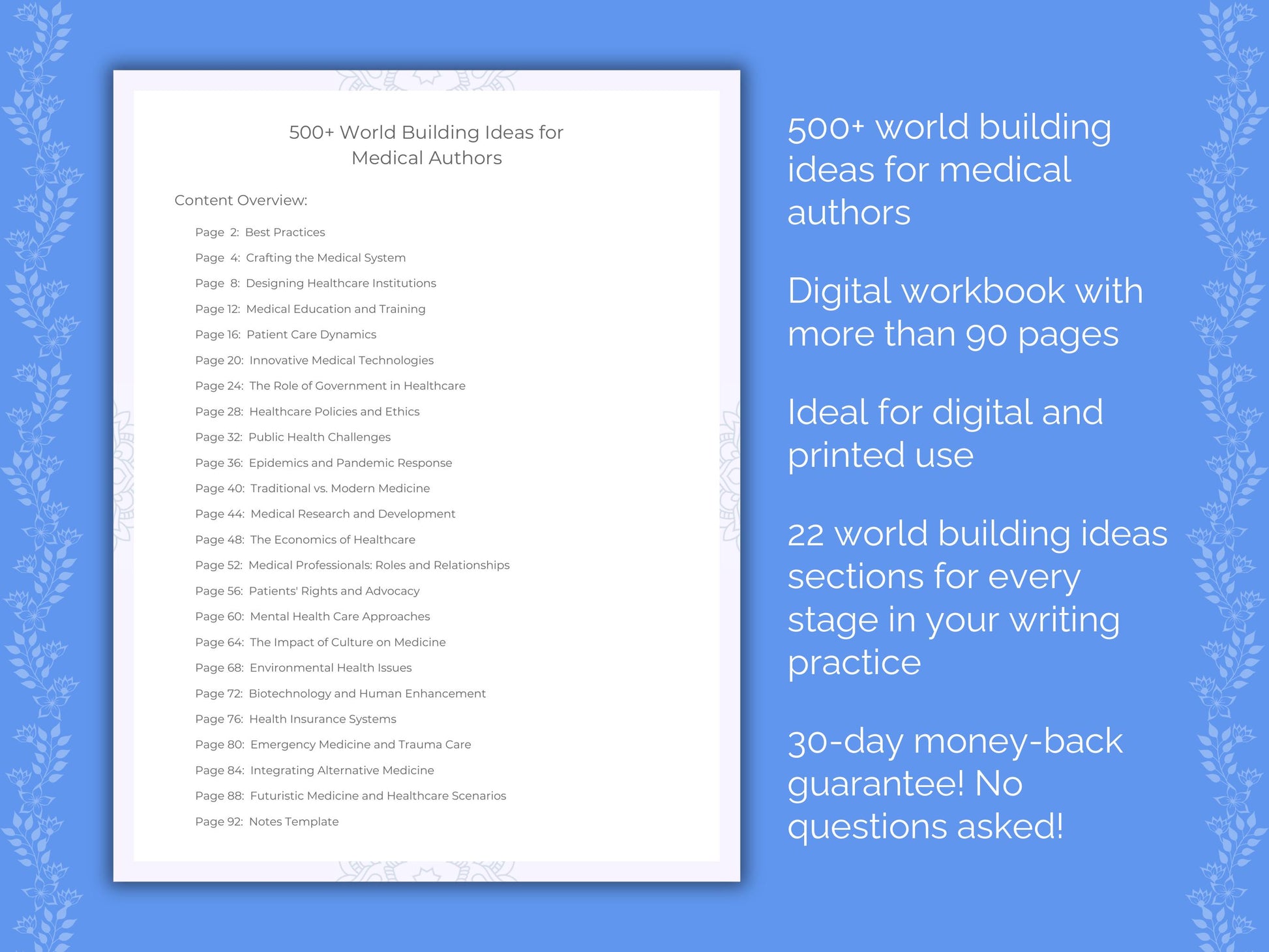 Medical Authors World Building Ideas Workbook