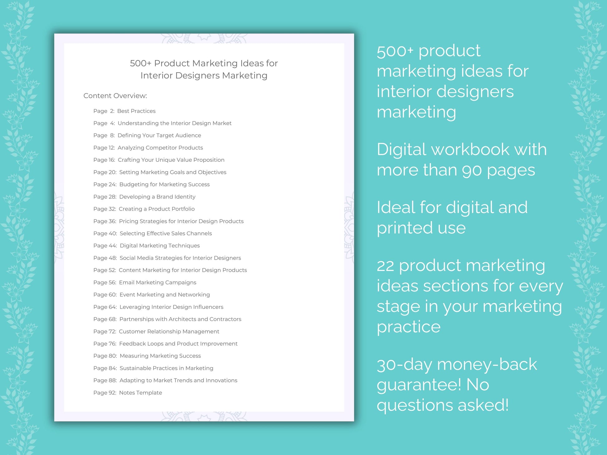 Interior Designers Product Marketing Ideas Workbook