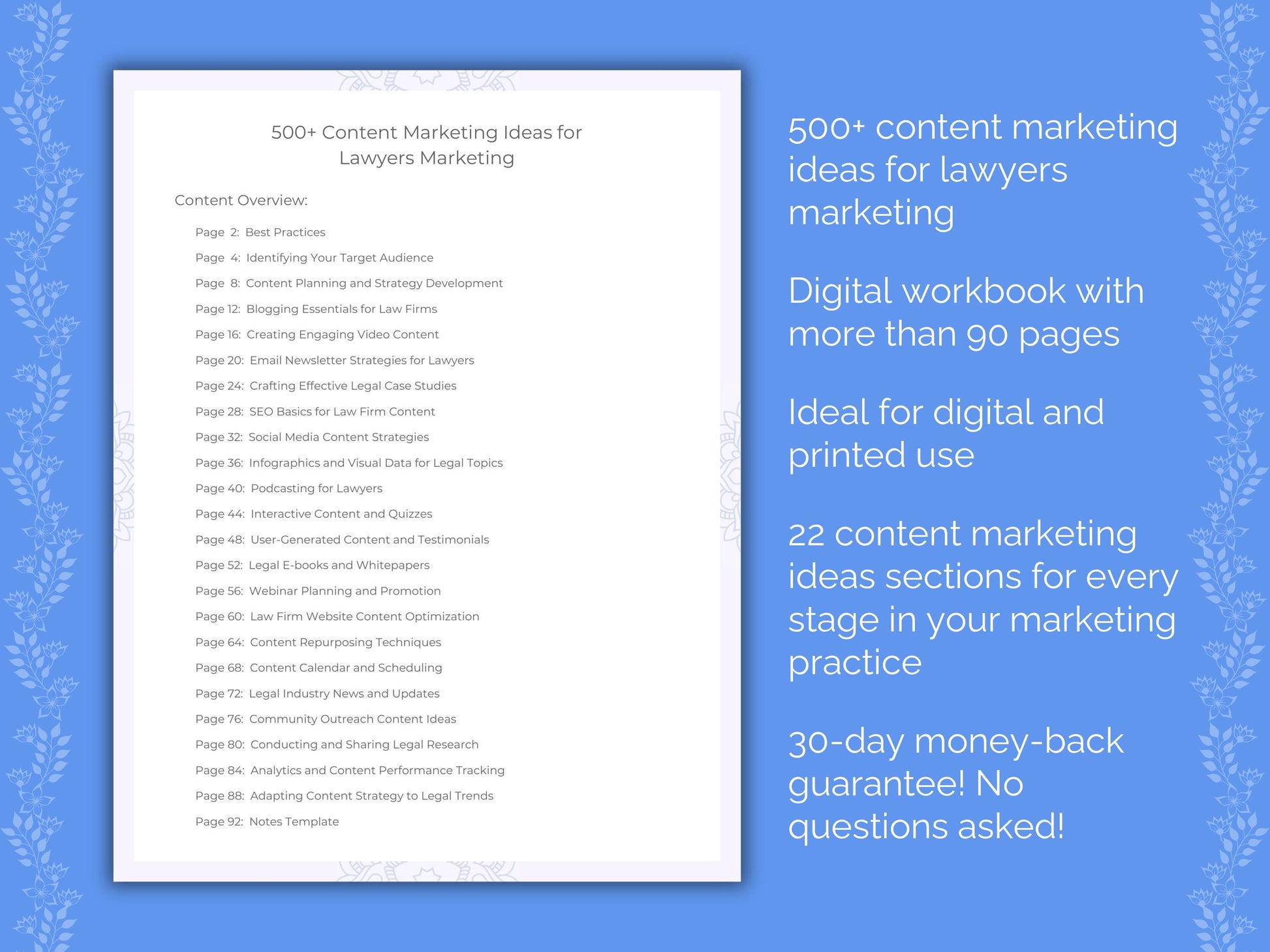 Lawyers Content Marketing Ideas Worksheets