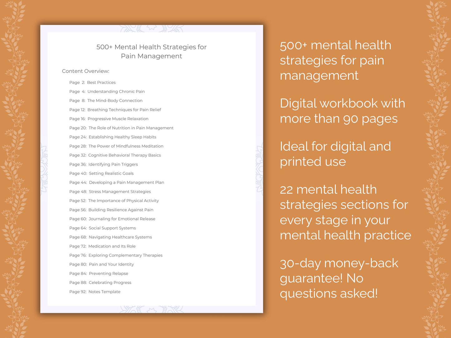 Pain Management Mental Health Strategies Worksheets