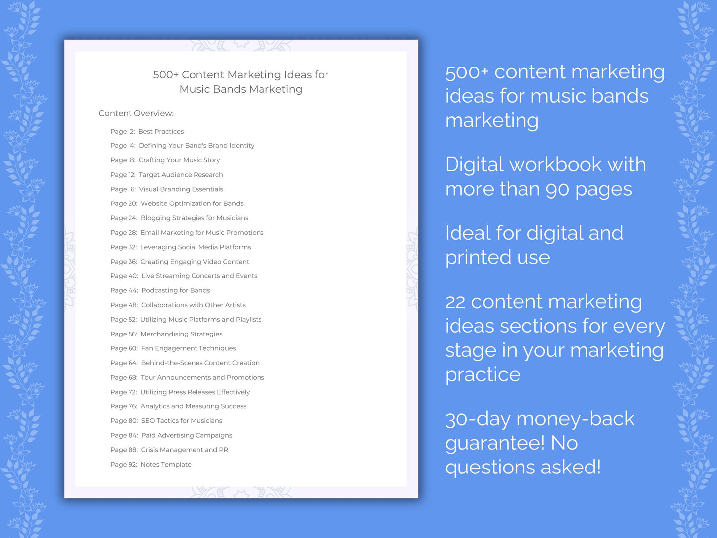 Music Bands Content Marketing Ideas Workbook