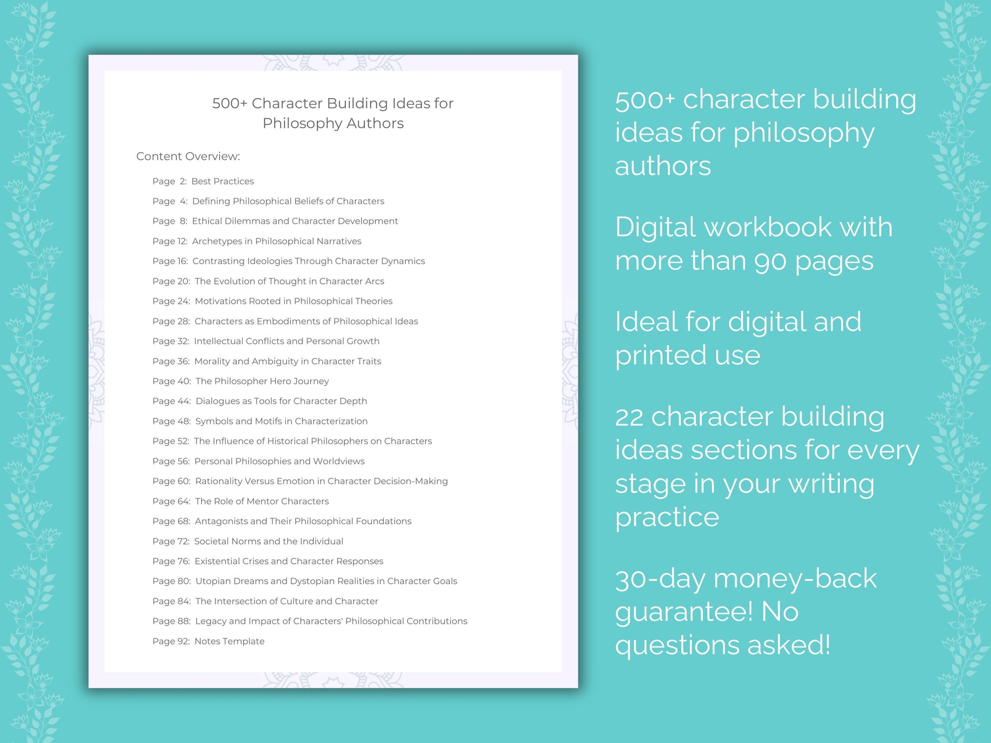 Philosophy Authors Character Building Ideas Worksheets