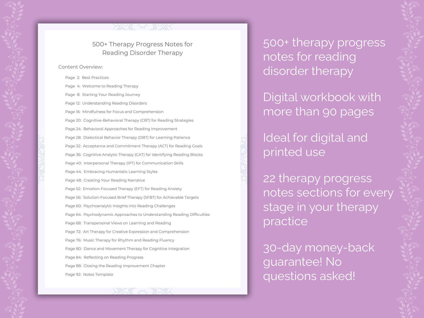 Reading Disorder Therapy Progress Notes