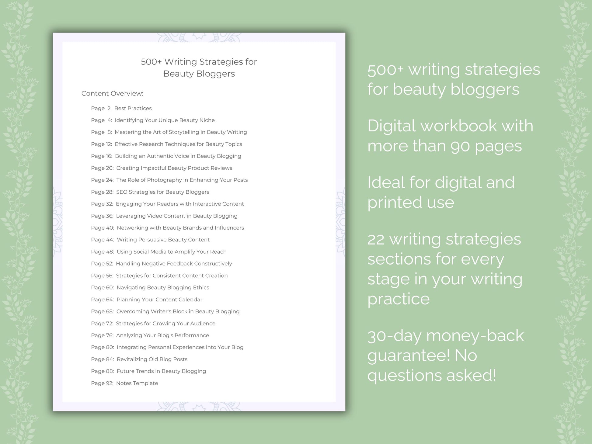 Beauty Bloggers Writing Strategies Worksheets