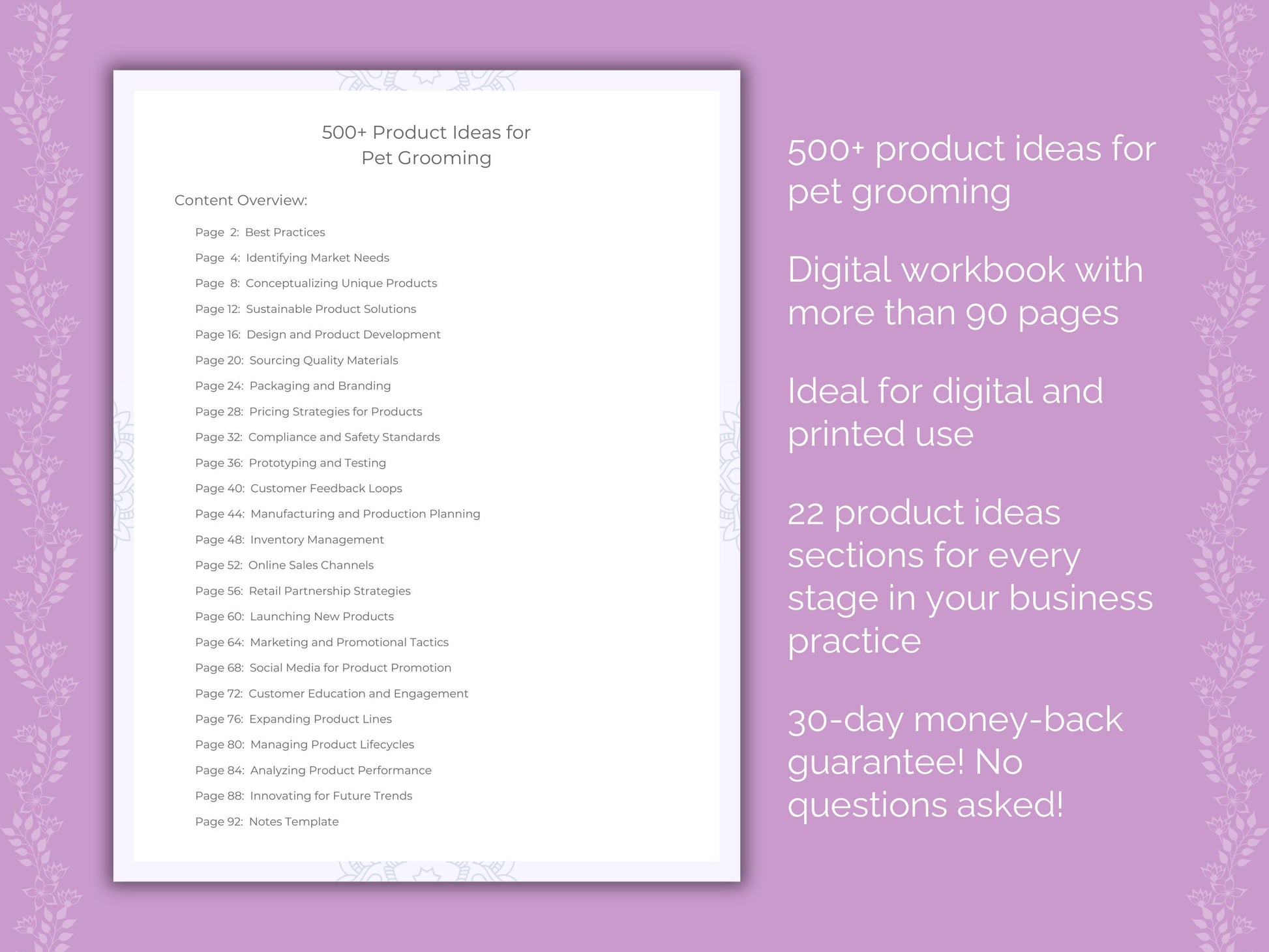 Pet Grooming Product Ideas Worksheets