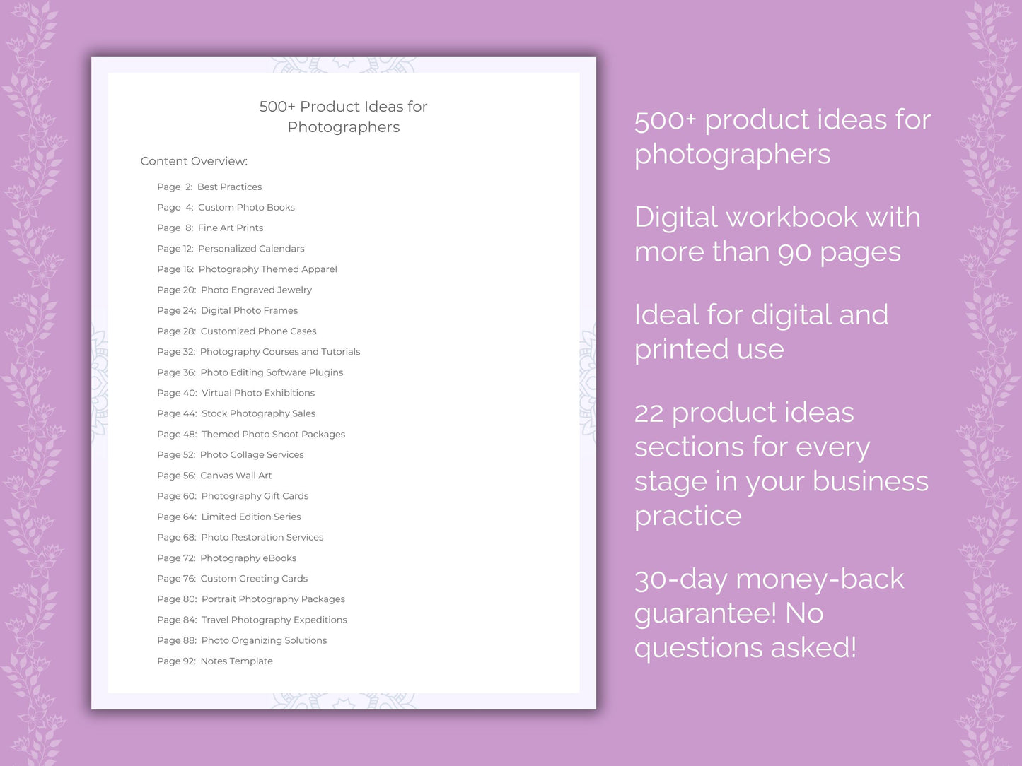 Photographers Business Worksheets