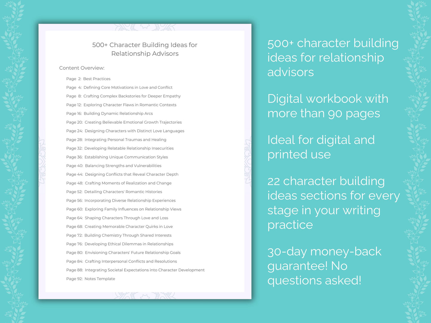 Relationship Advisors Character Building Ideas Workbook