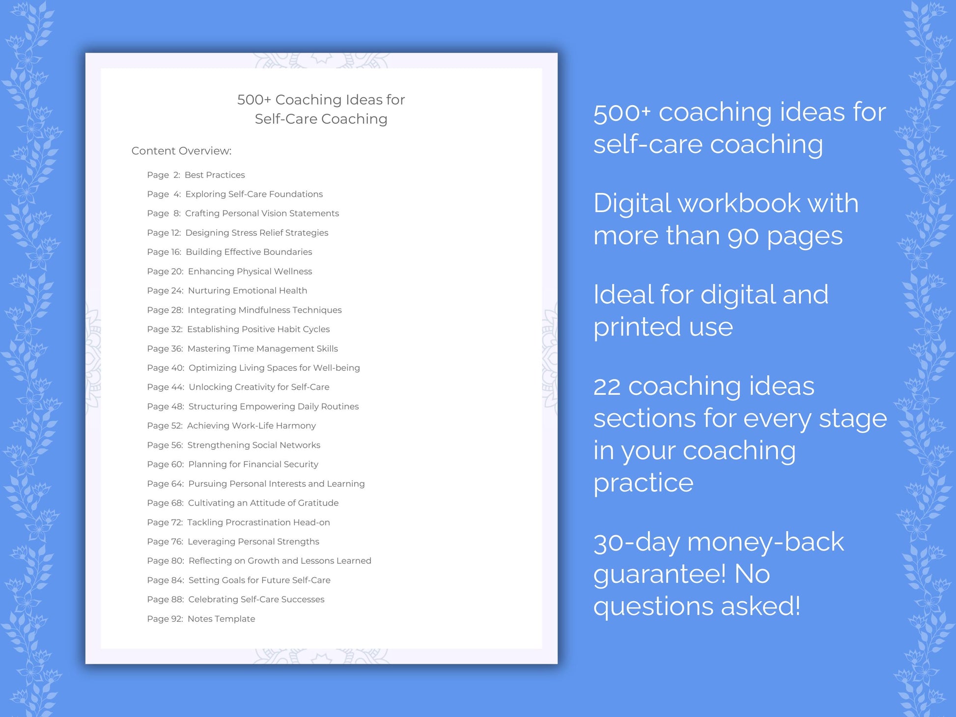 Self-Care Coaching Ideas Resource