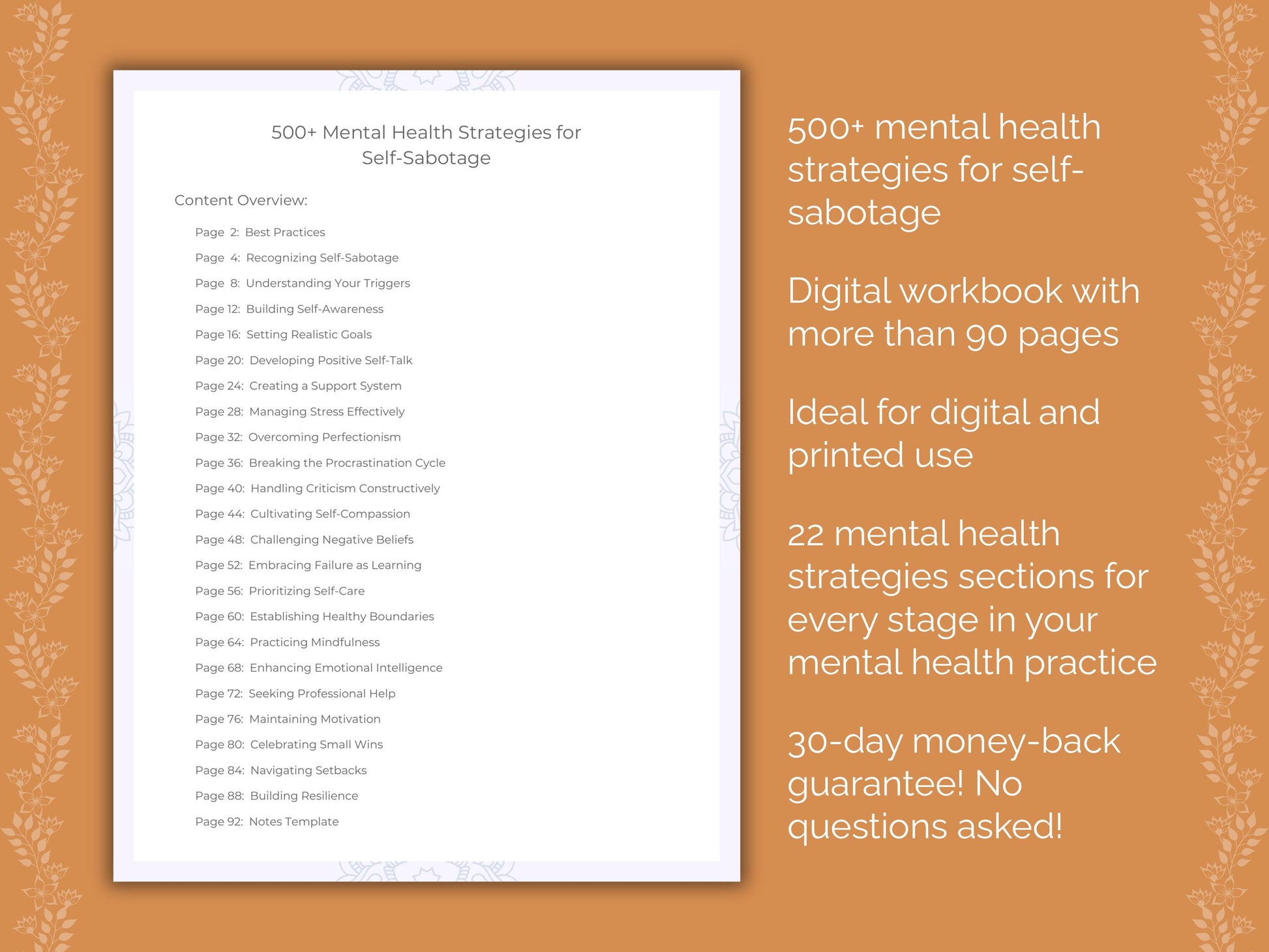 Self-Sabotage Mental Health Strategies Workbook