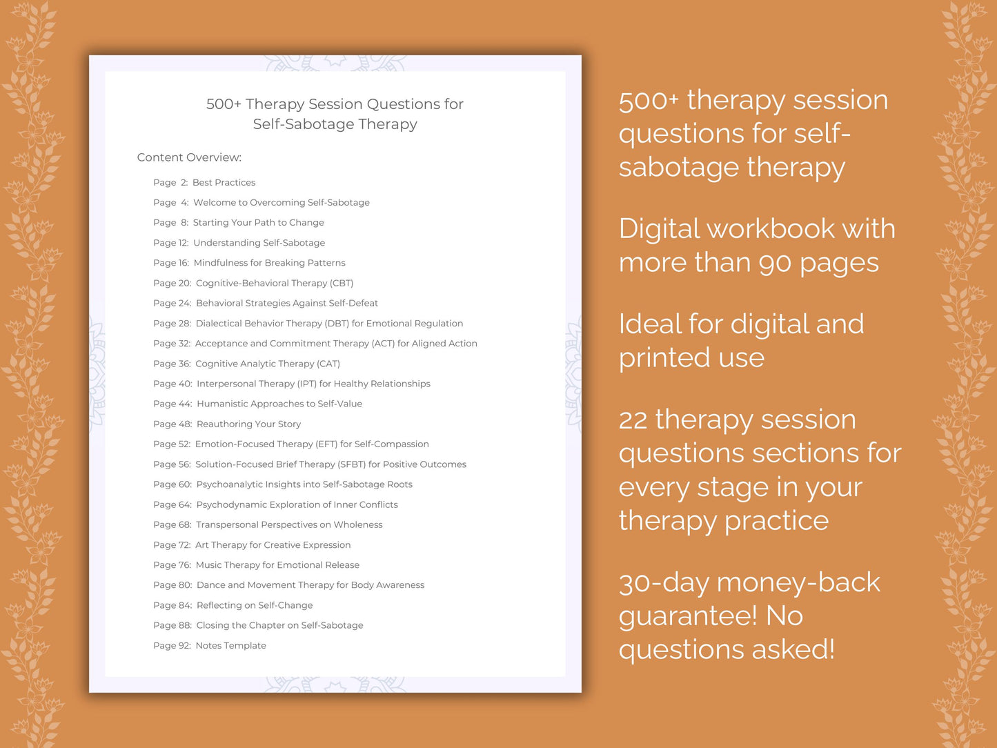 Self-Sabotage Therapy Session Questions Resource