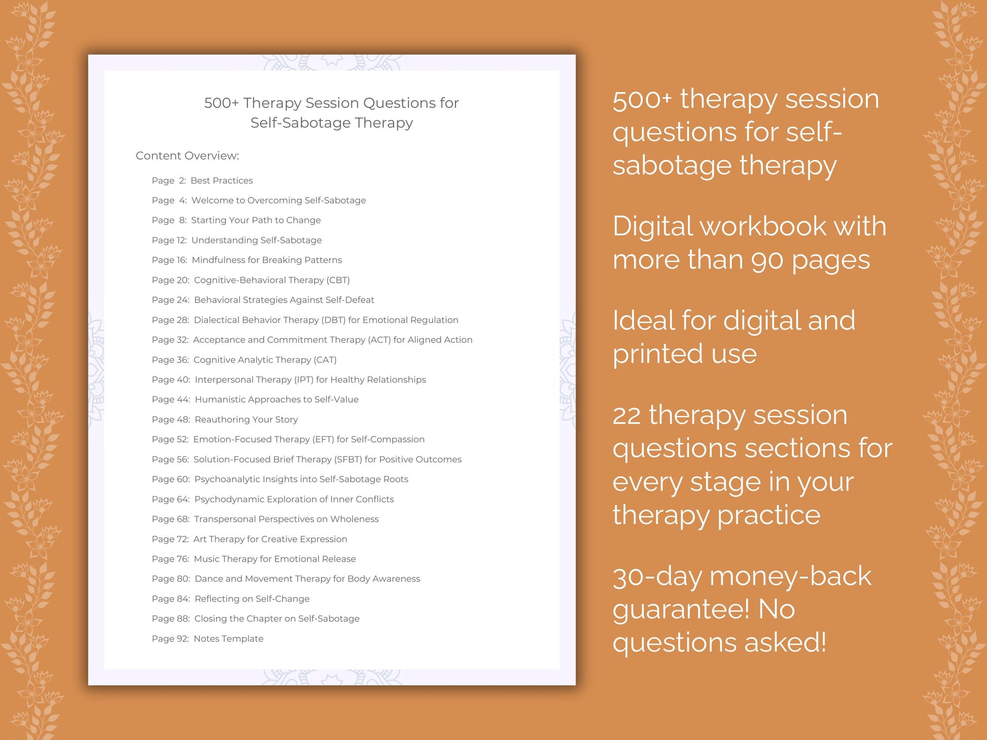 Self-Sabotage Therapy Session Questions Resource