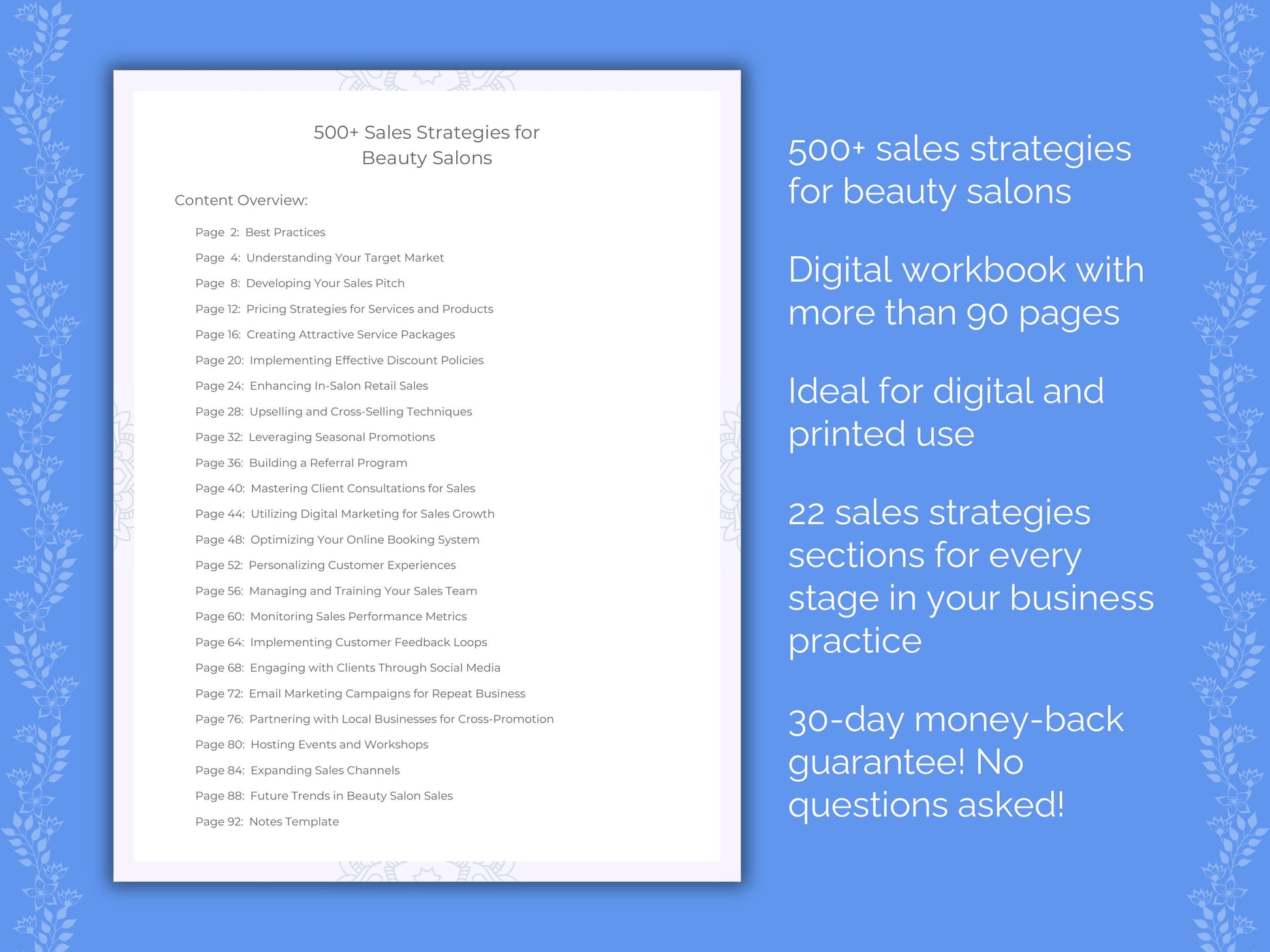 Beauty Salons Sales Strategies Worksheets