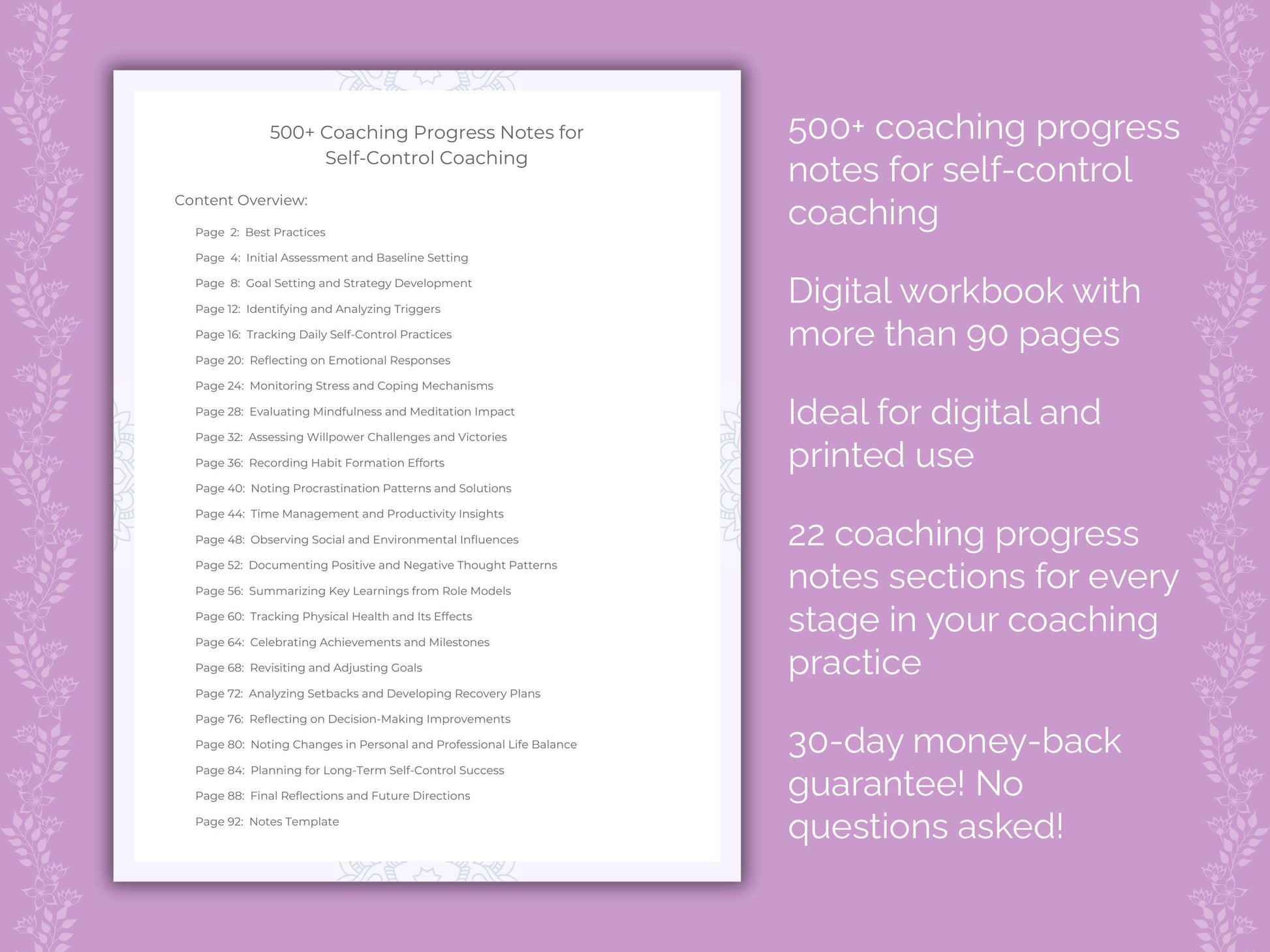 Self-Control Coaching Progress Notes