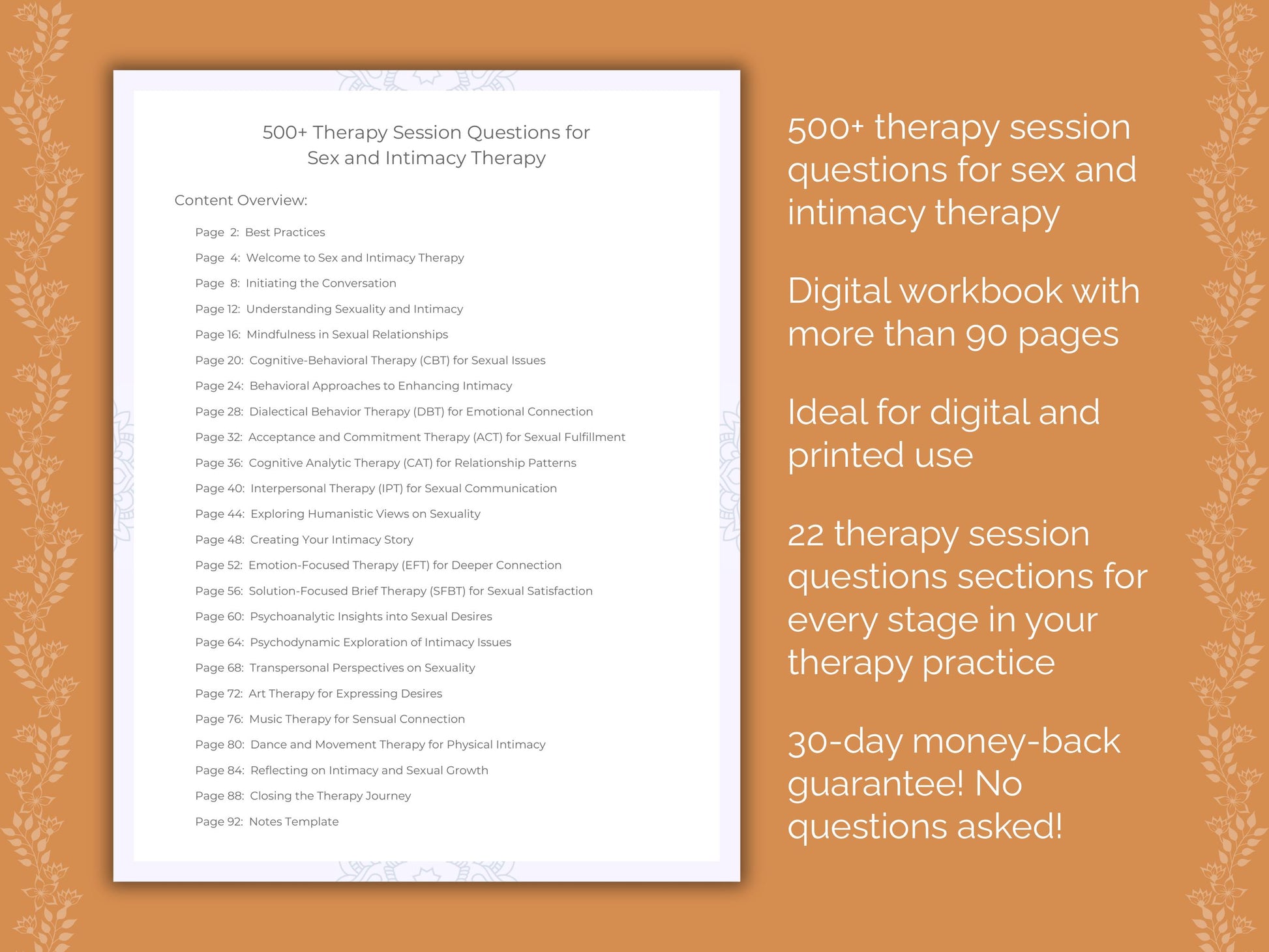 Sex and Intimacy Therapy Session Questions Worksheets