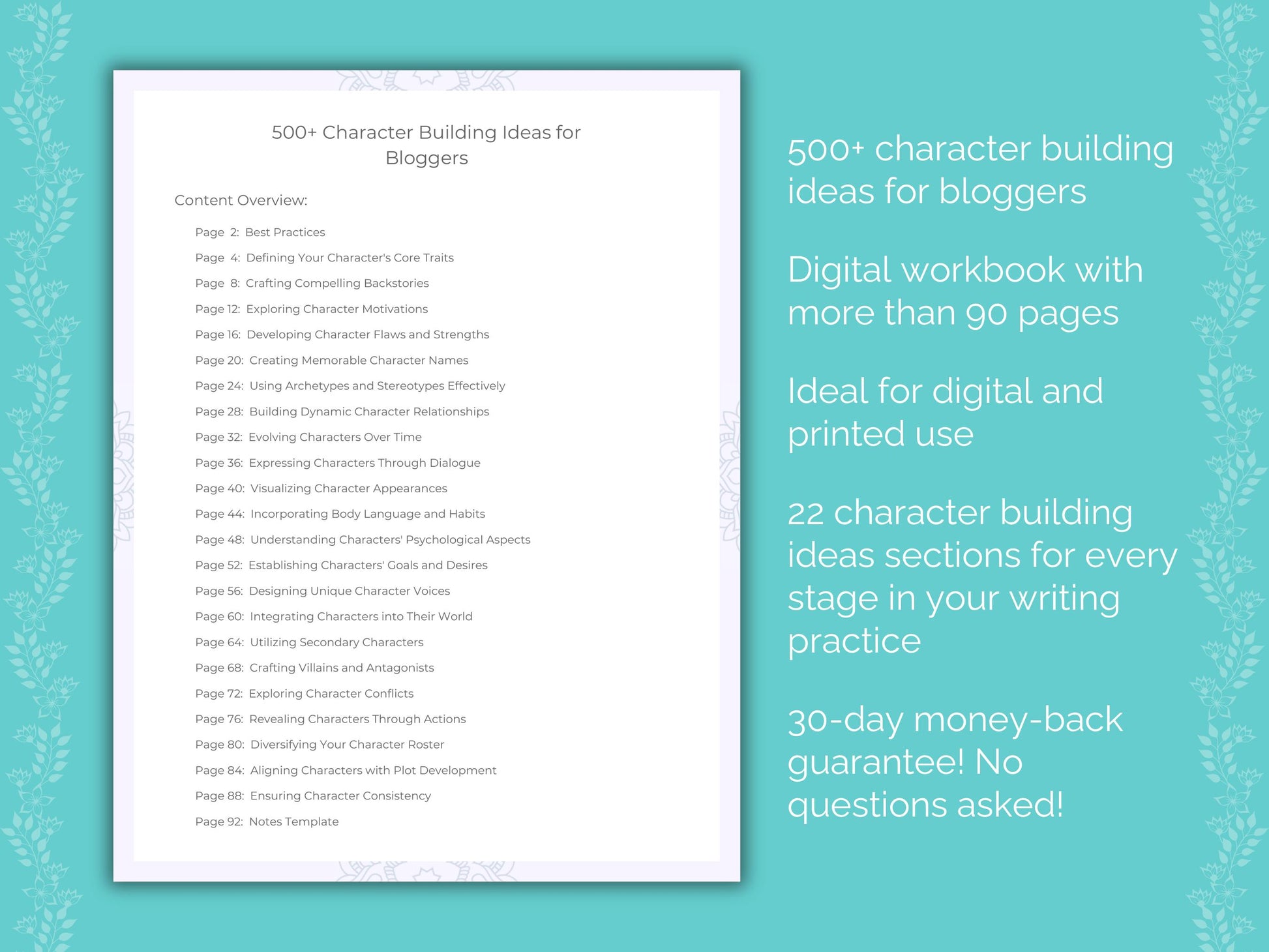 Bloggers Character Building Ideas Workbook