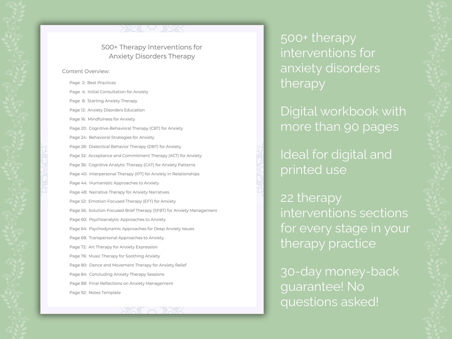 Anxiety Disorders Therapy Workbook